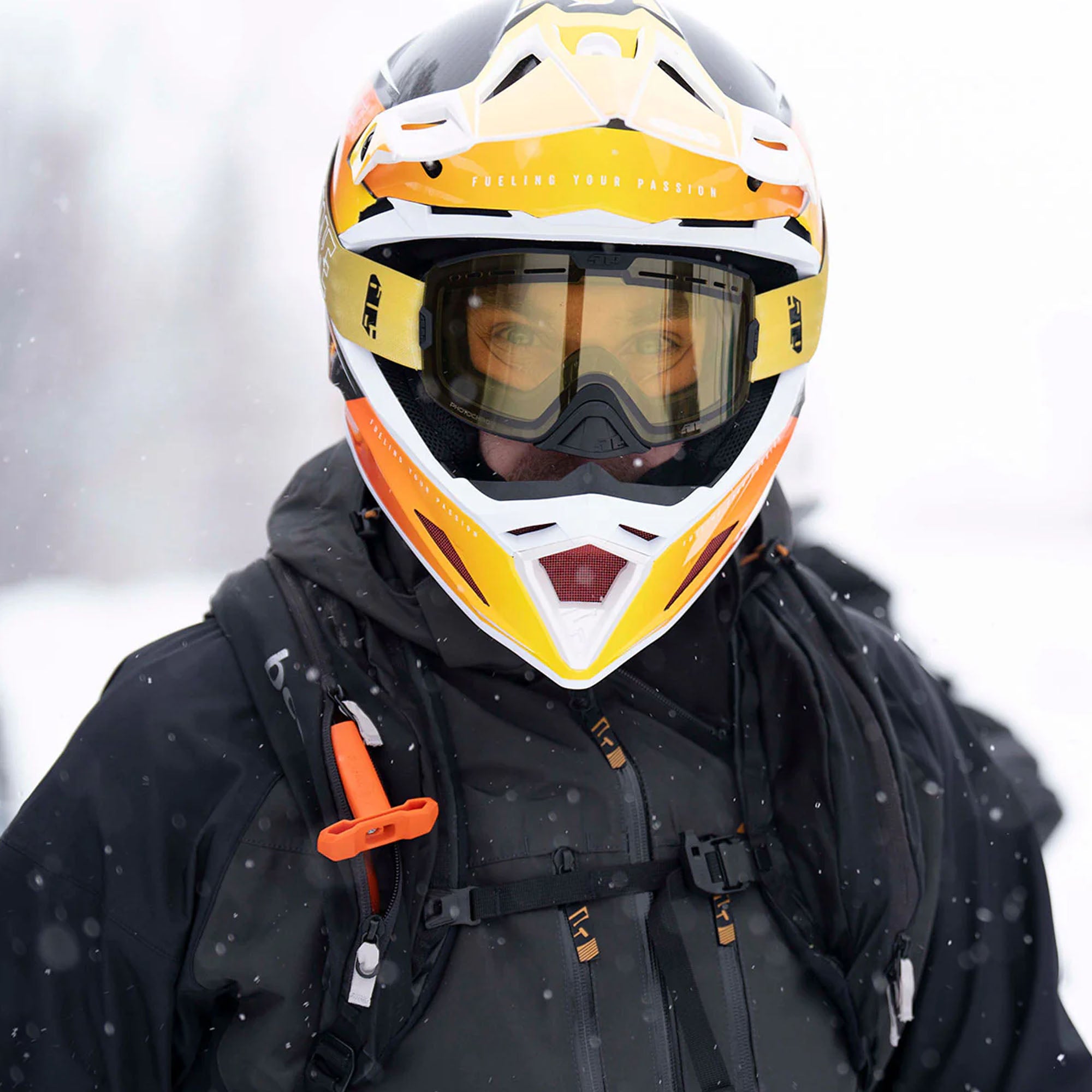 509 Altitude 2.0 Carbon Fiber Snowmobile Helmet Orange Pop