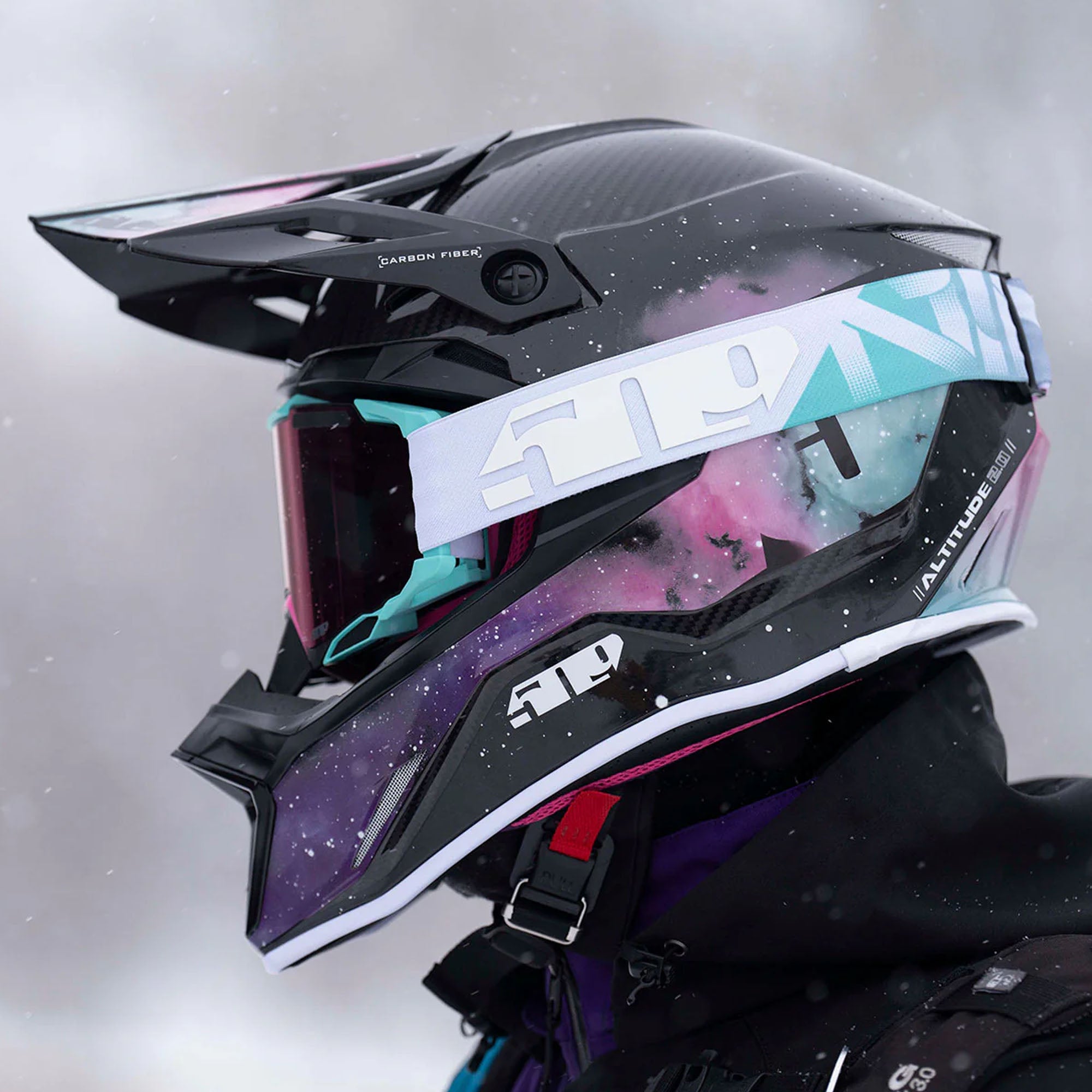 509 Altitude 2.0 Carbon Fiber Snowmobile Helmet Galaxy Purple