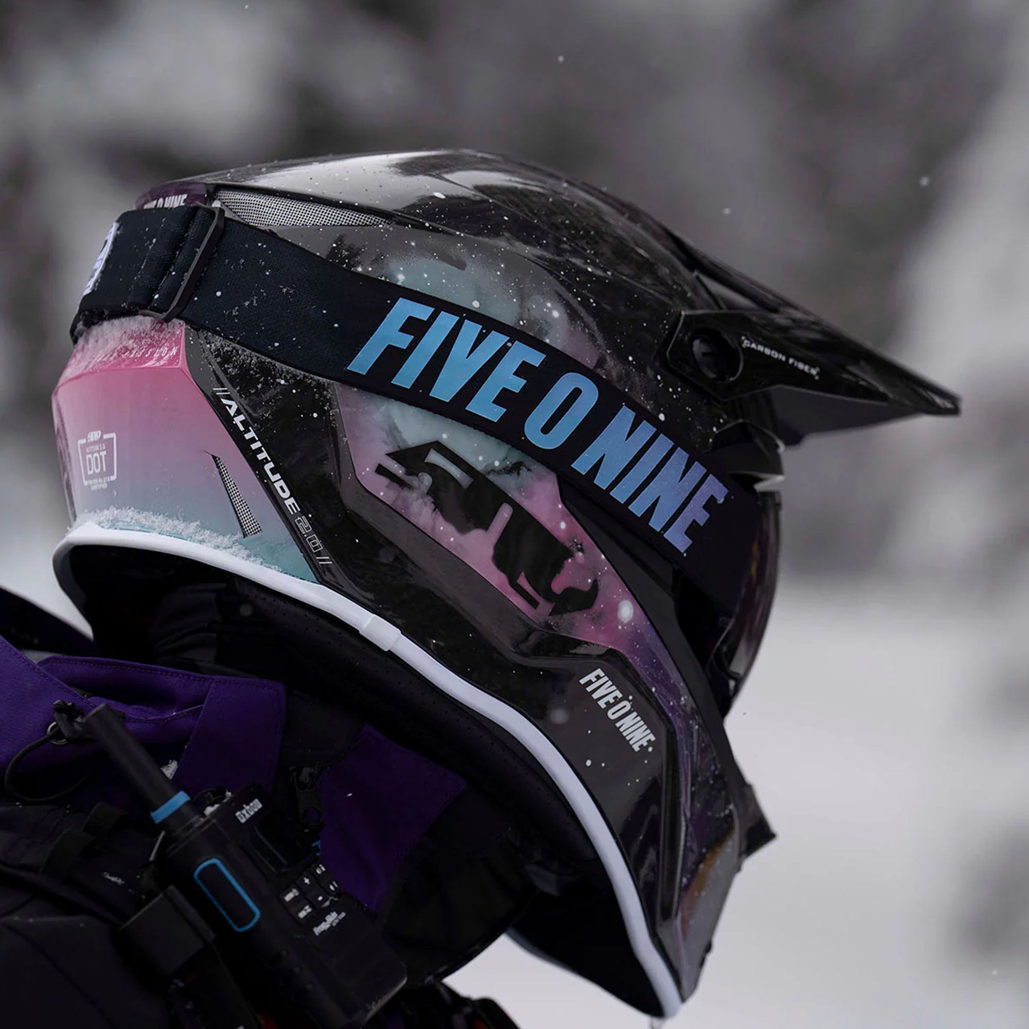 509 Altitude 2.0 Carbon Fiber Snowmobile Helmet Galaxy Purple
