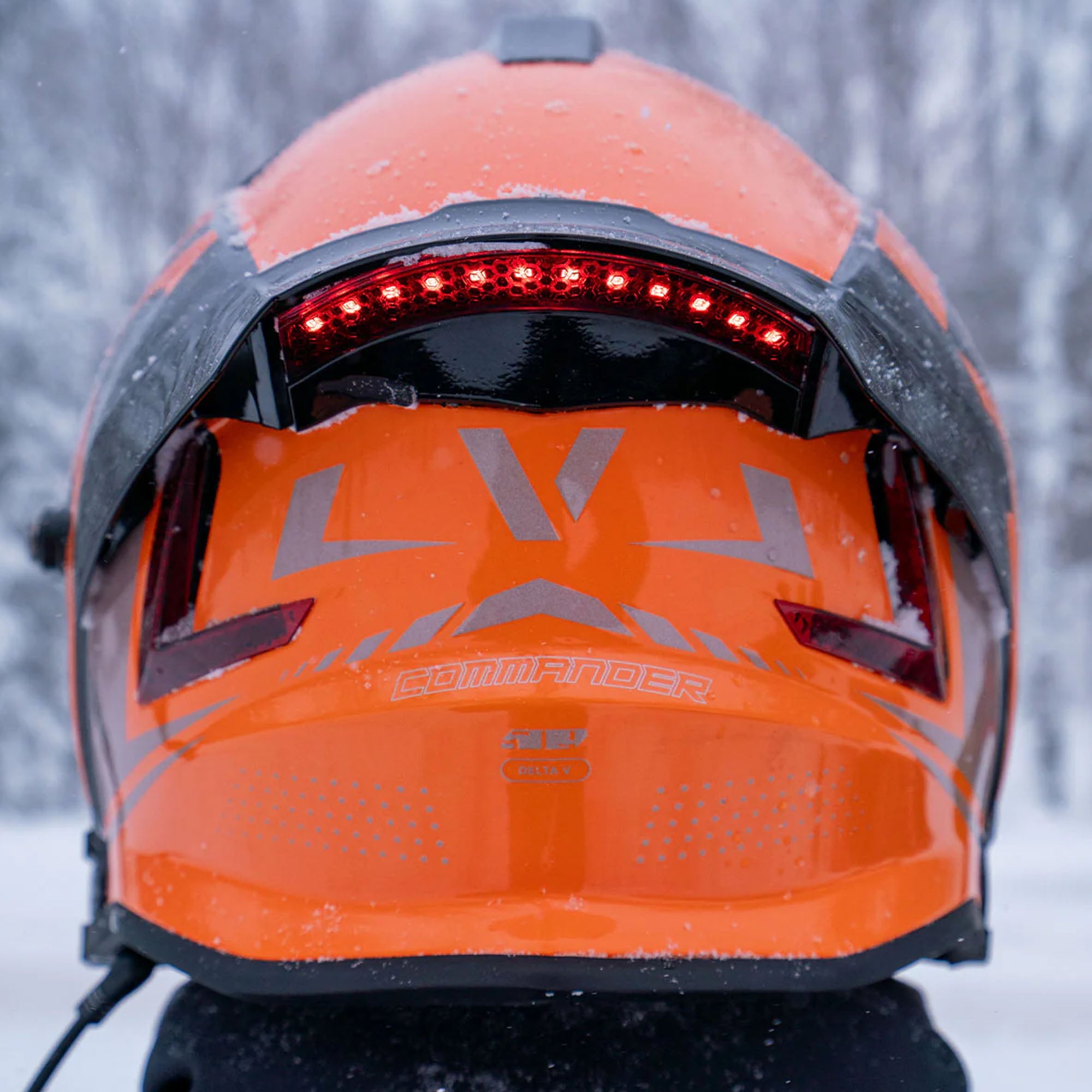 509 Delta V Carbon Commander Snowmobile Helmet Fidlock Heated Shield Orange FMVSS 218