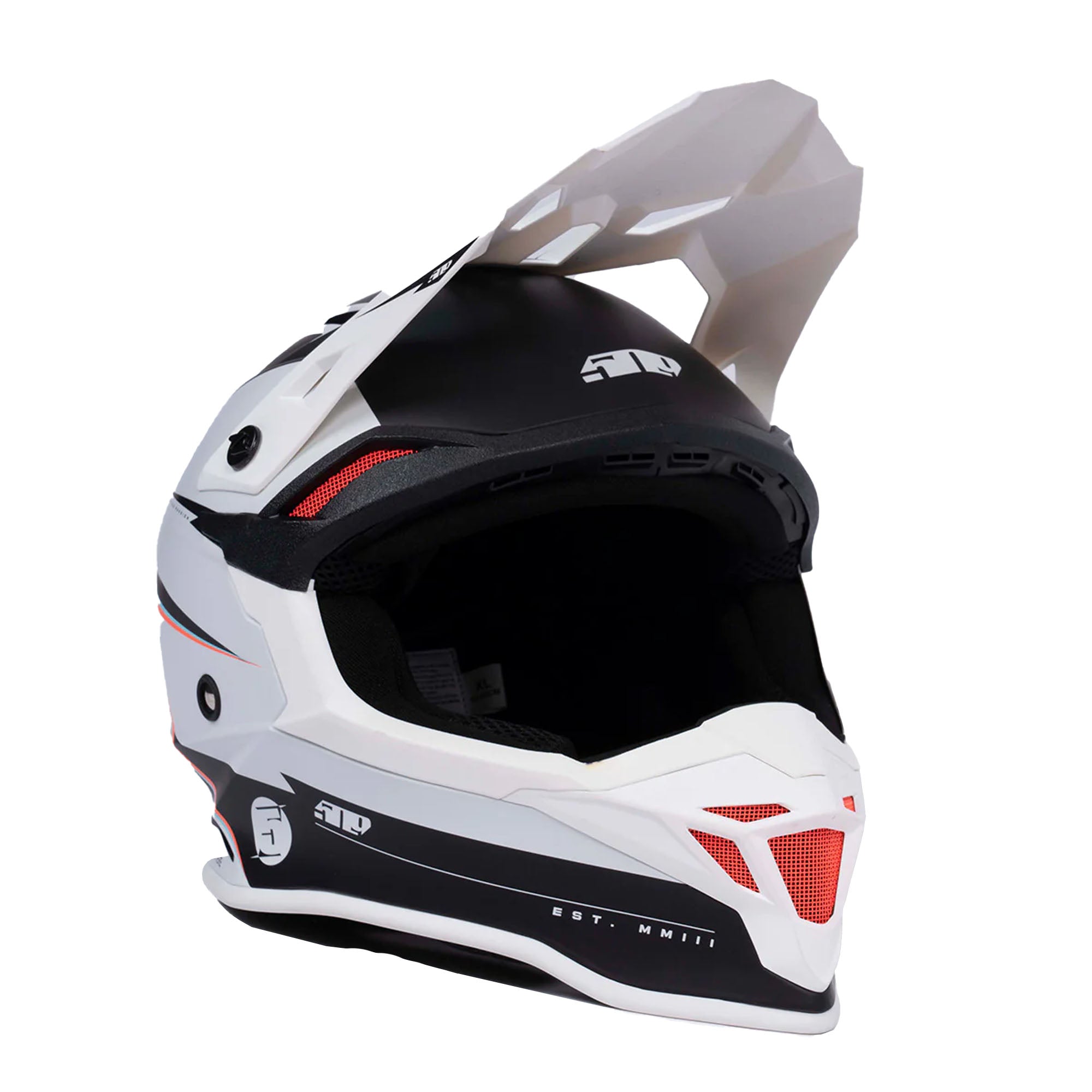 509 Atmosphere Offroad Helmet Double D-Ring Closure Vented DOT ECE Sci-Fi Coral FMVSS 218