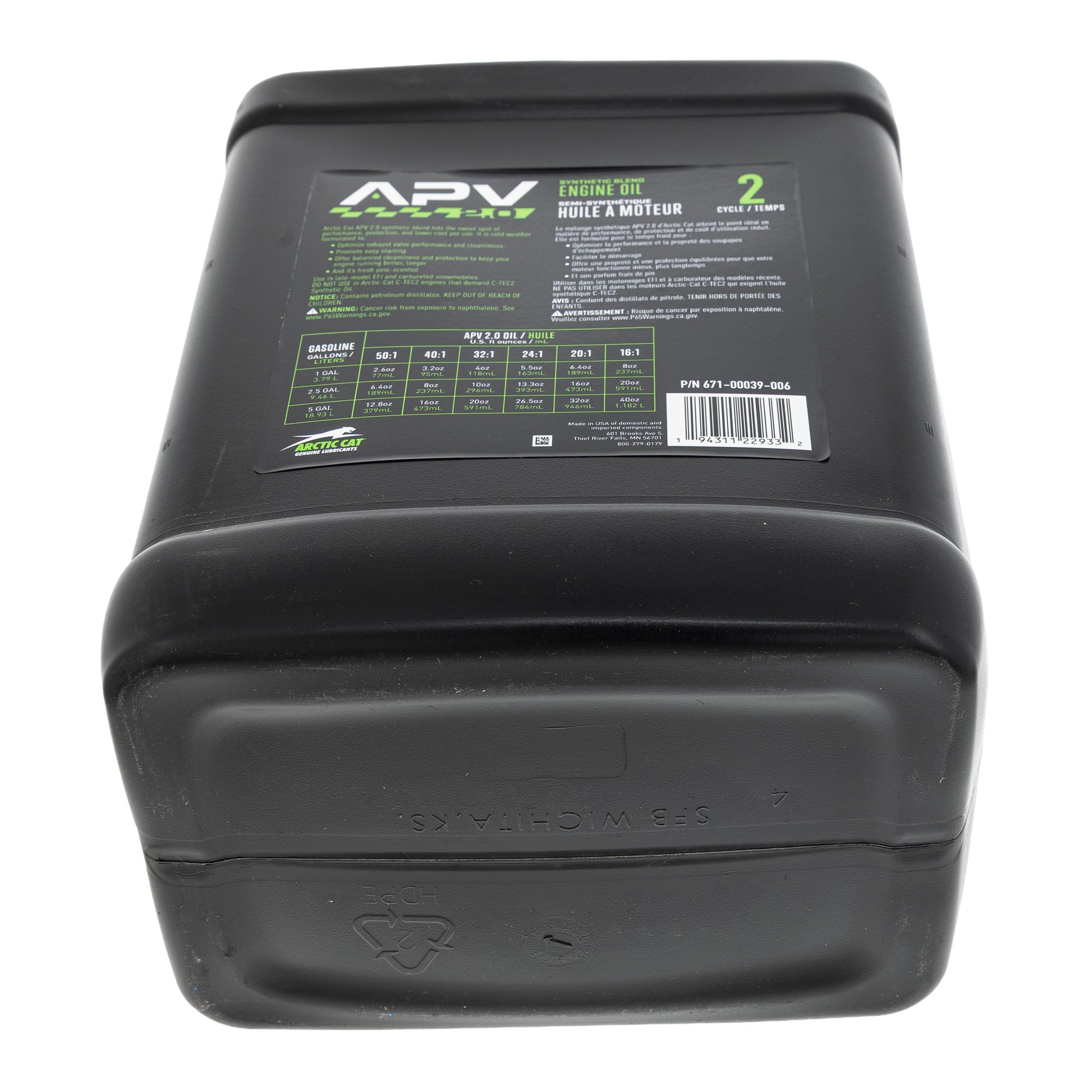 Arctic Cat 671-00039-006 APV Synthetic 2-Cycle Engine Oil 2.5 Gallon Jug