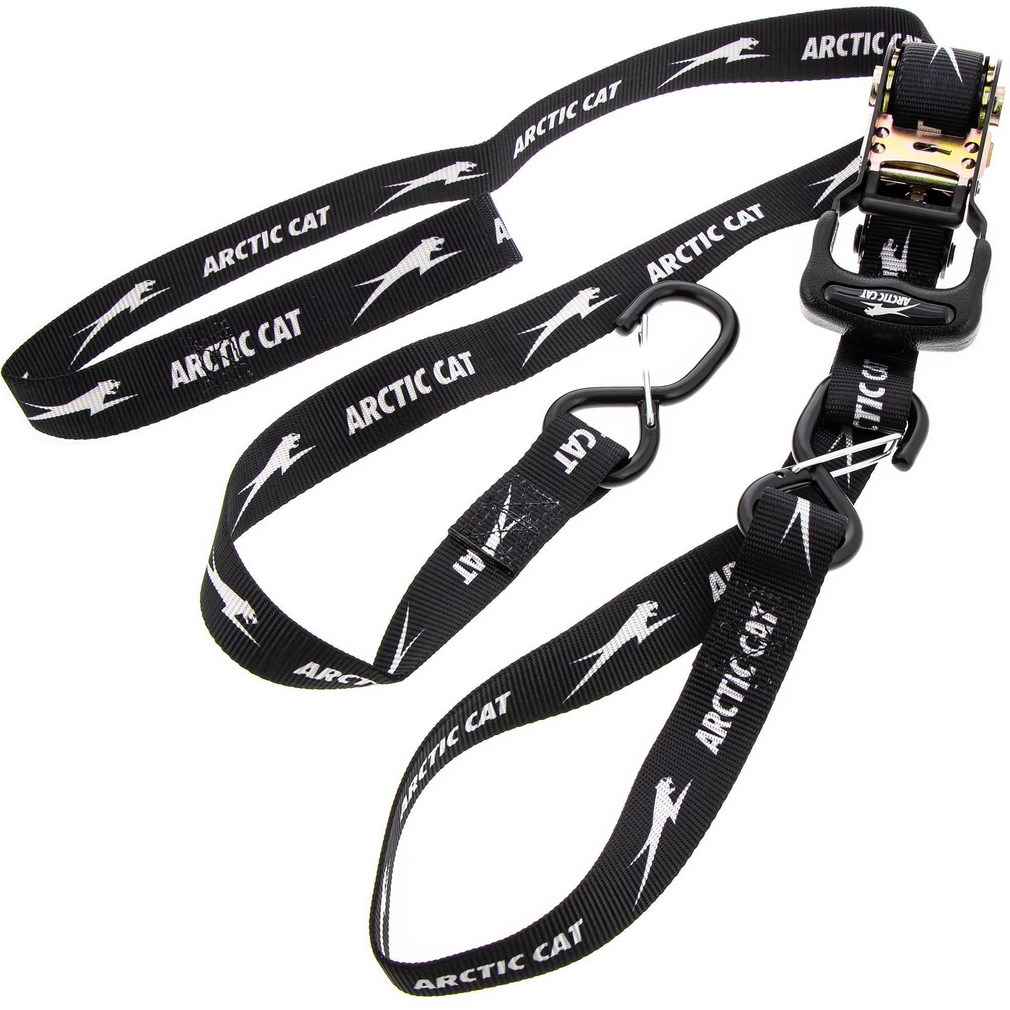 Arctic Cat 7639-183 Black Tie Down Ratchet Straps w Clip Spring Loaded S-Hooks
