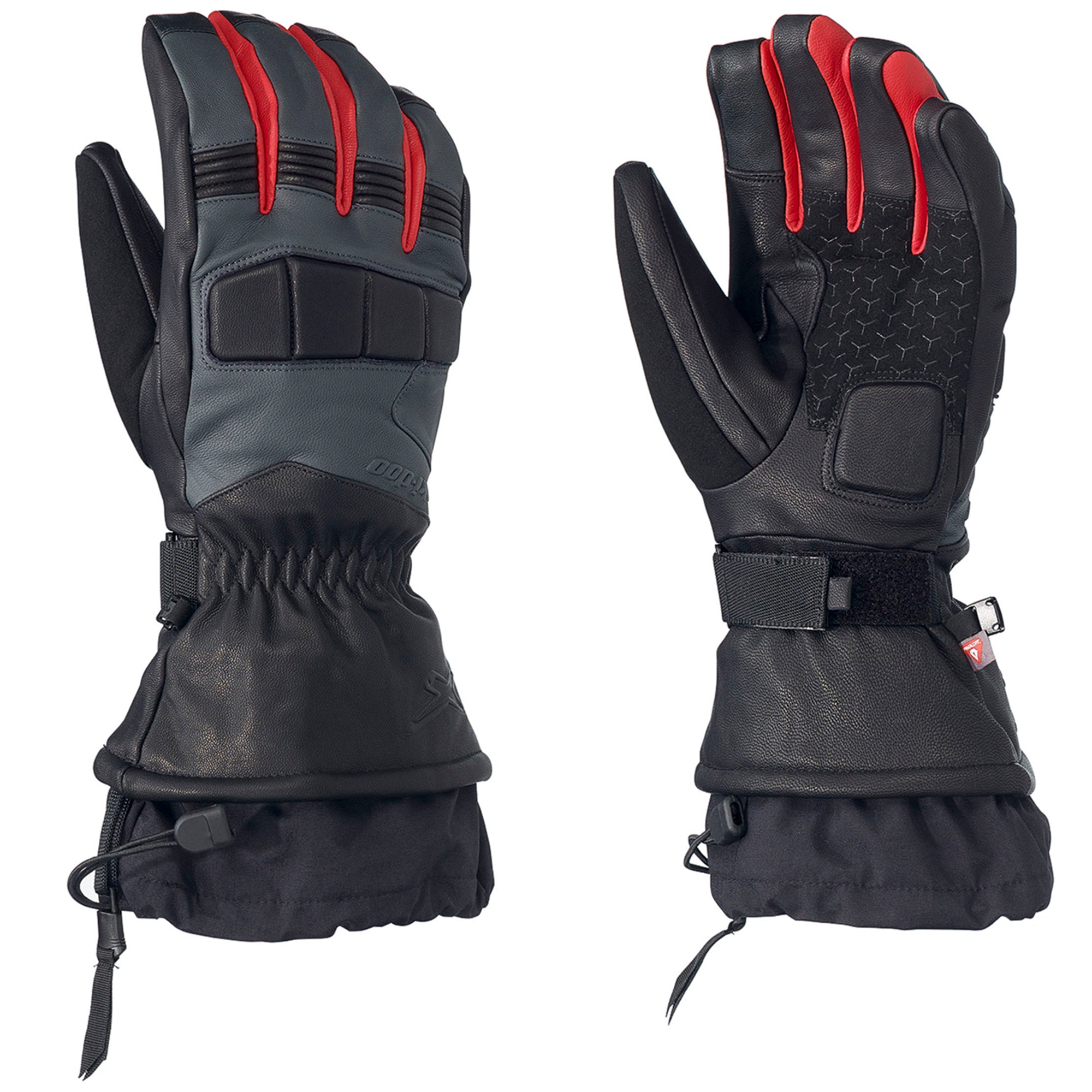 Ski-Doo X-Team Leather Gauntlet Snowmobile Gloves Black