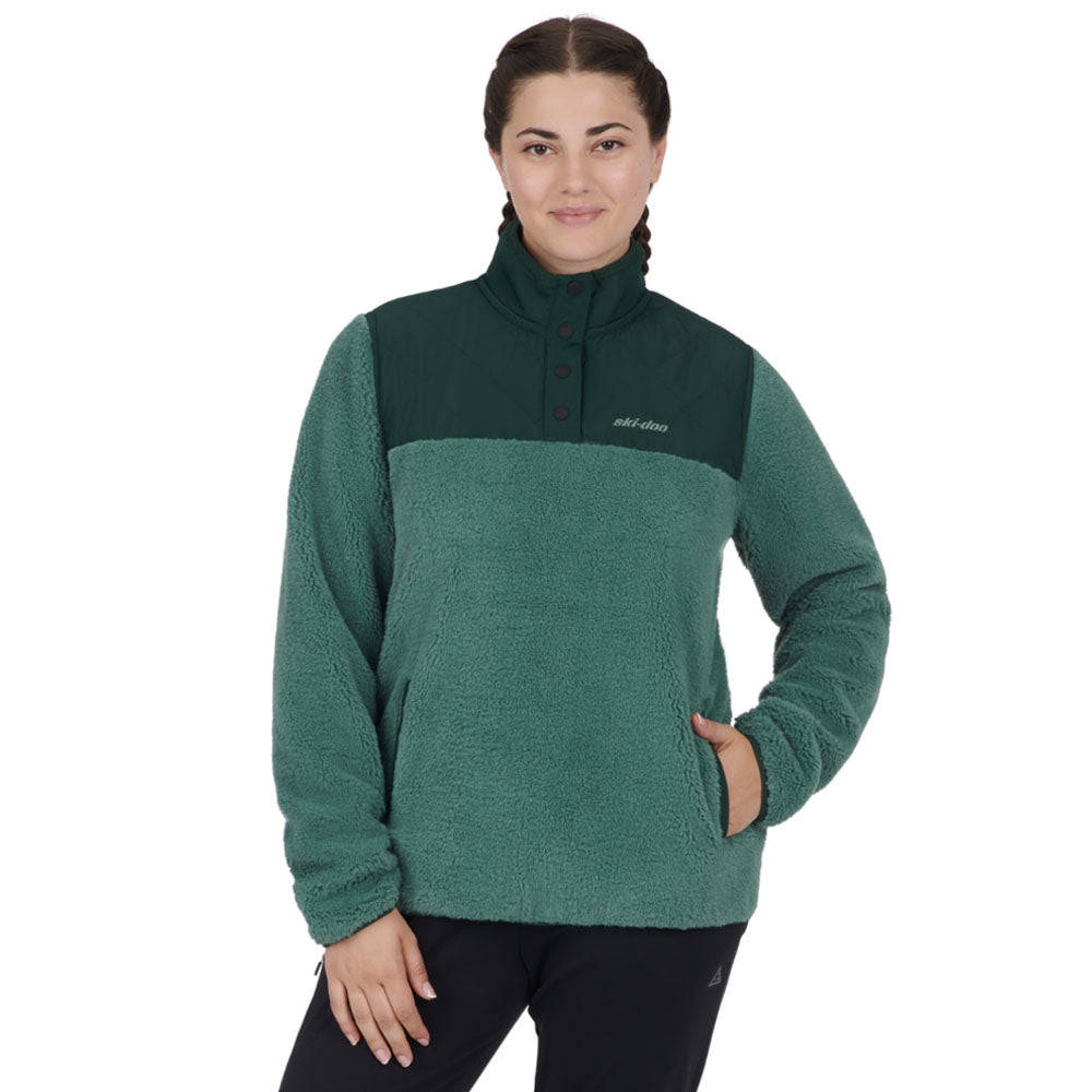 BRP Ski-Doo Pullover Fleece 1/4 Snap Teal Womens