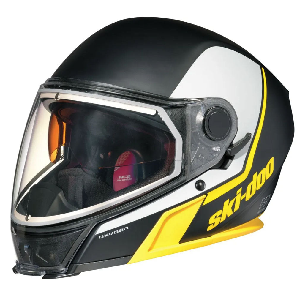fullface helm ski Ski-Doo Oxygen Snowmobile Full Face Helmet Yellow Black