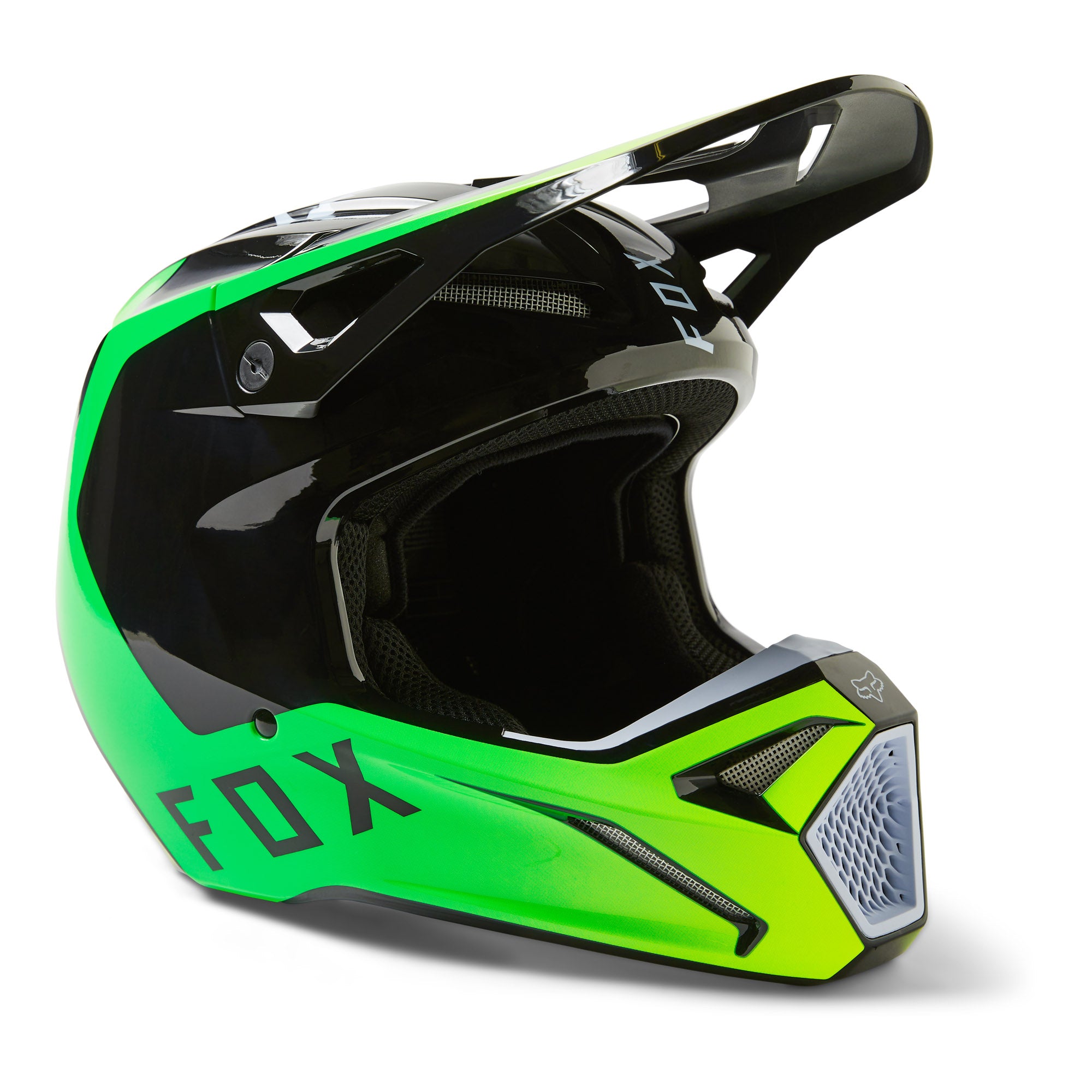 Fox Racing V1 Dpth Open Face Offroad Helmet Black Green Fox Racing V1 Dpth Open Face Offroad Helmet Black Green