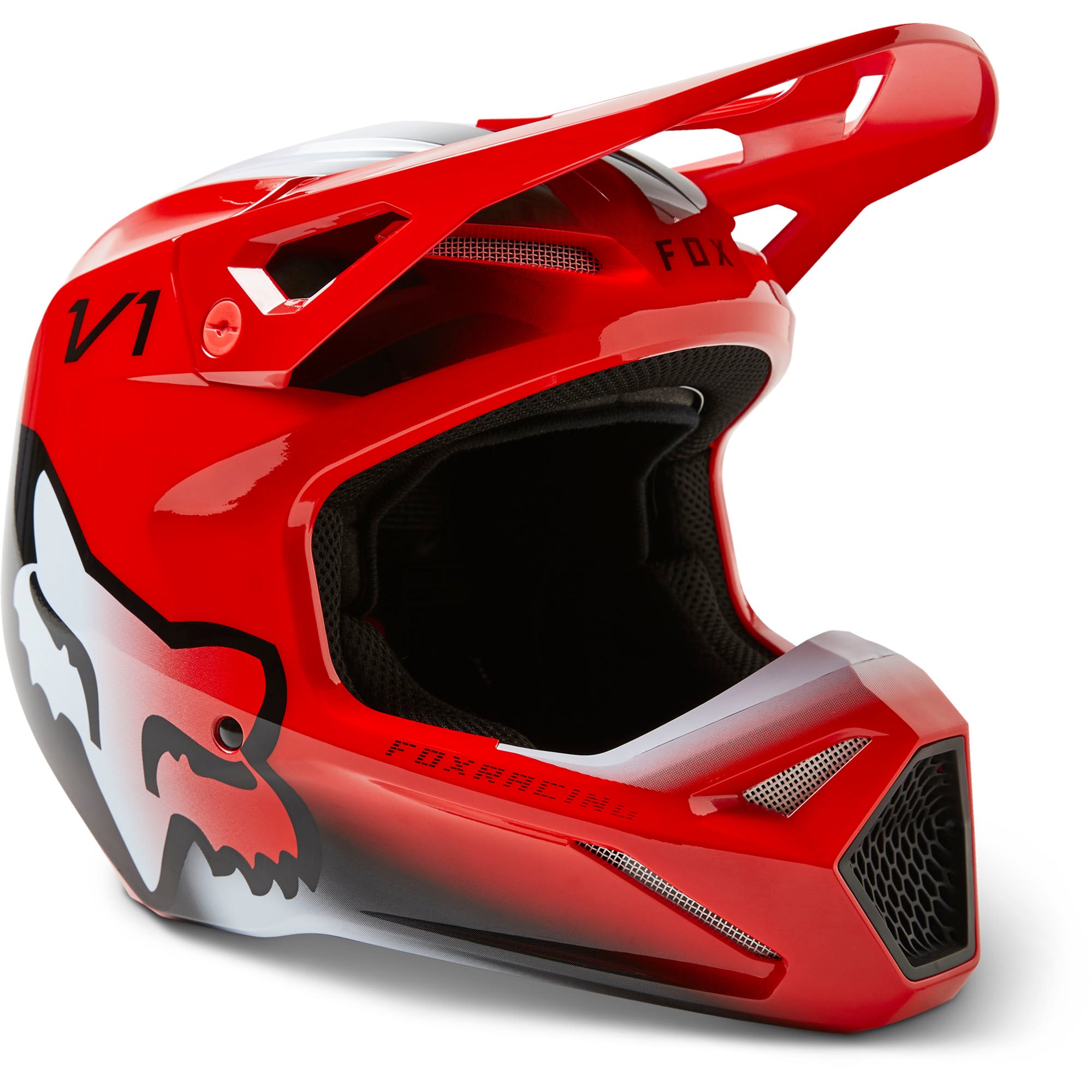 Fox Racing Youth V1 Toxsyk Offroad Helmet Fluorescent Red Youth
