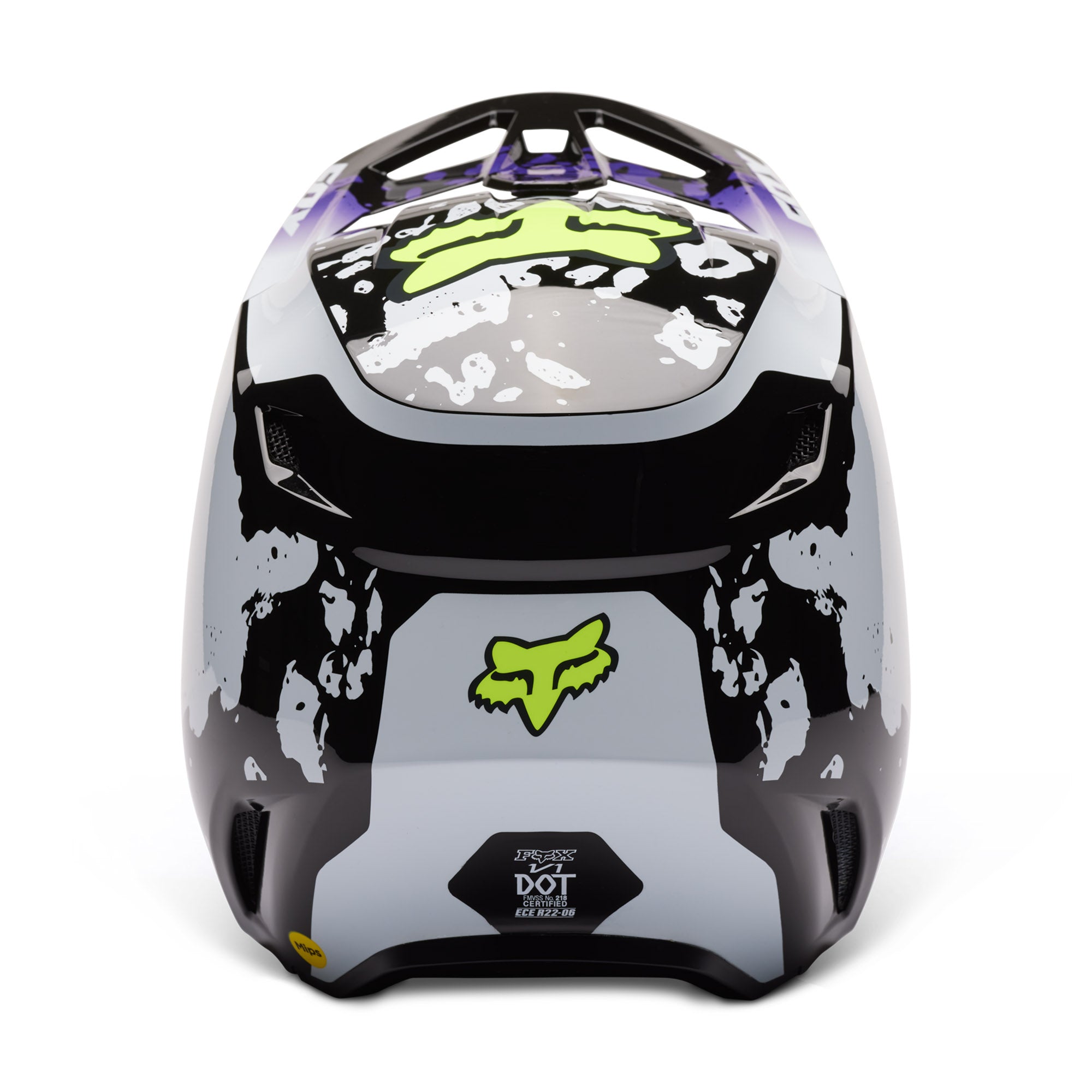 Fox Racing V1 Morphic Open Face Offroad Helmet Black/White Grey