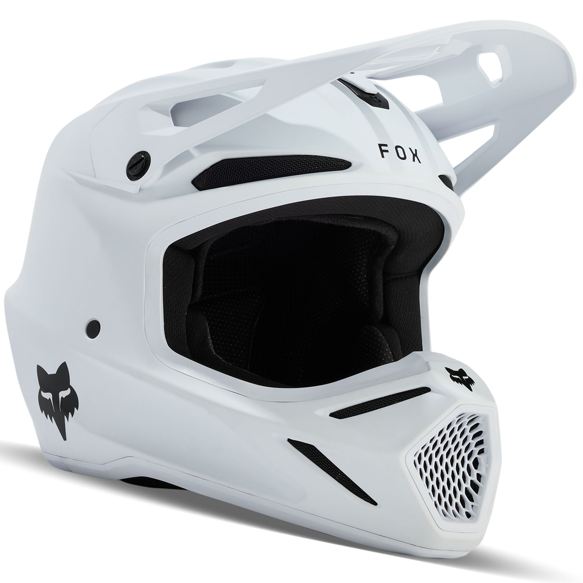 all white fox dirt bike helmet Fox Racing V3 Solid Helmet Matte White / Large