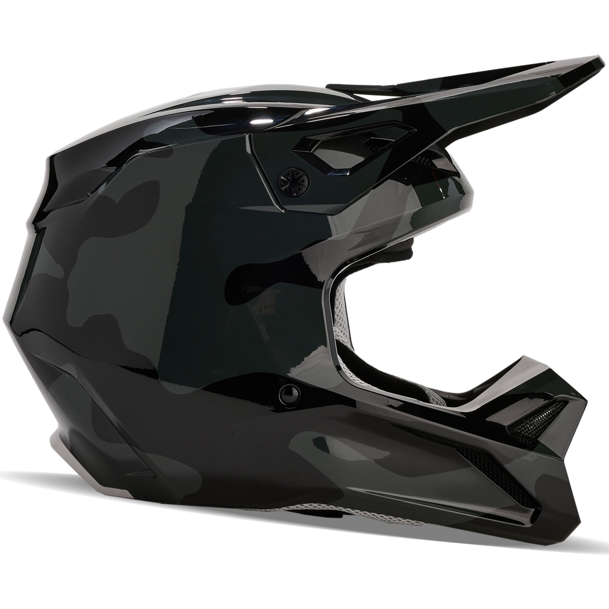 Fox フルフェイスヘルメット ブラック Fox Racing V1 Atlas Open Face Offroad Helmet Black Camo