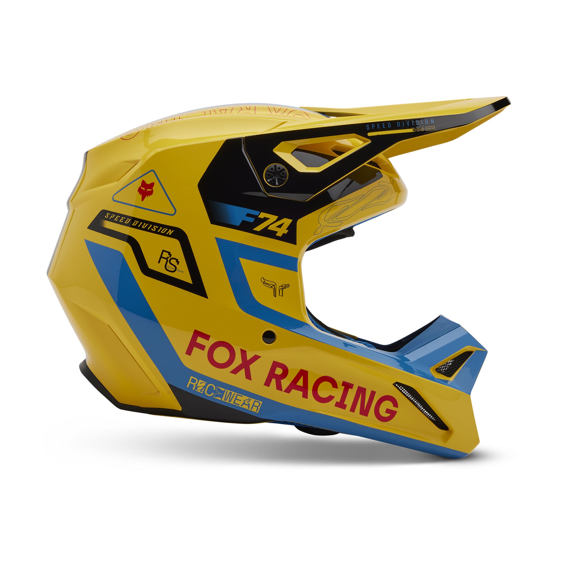 Fox Racing V1 Race Spec Open Face Offroad Helmet Pale Yellow
