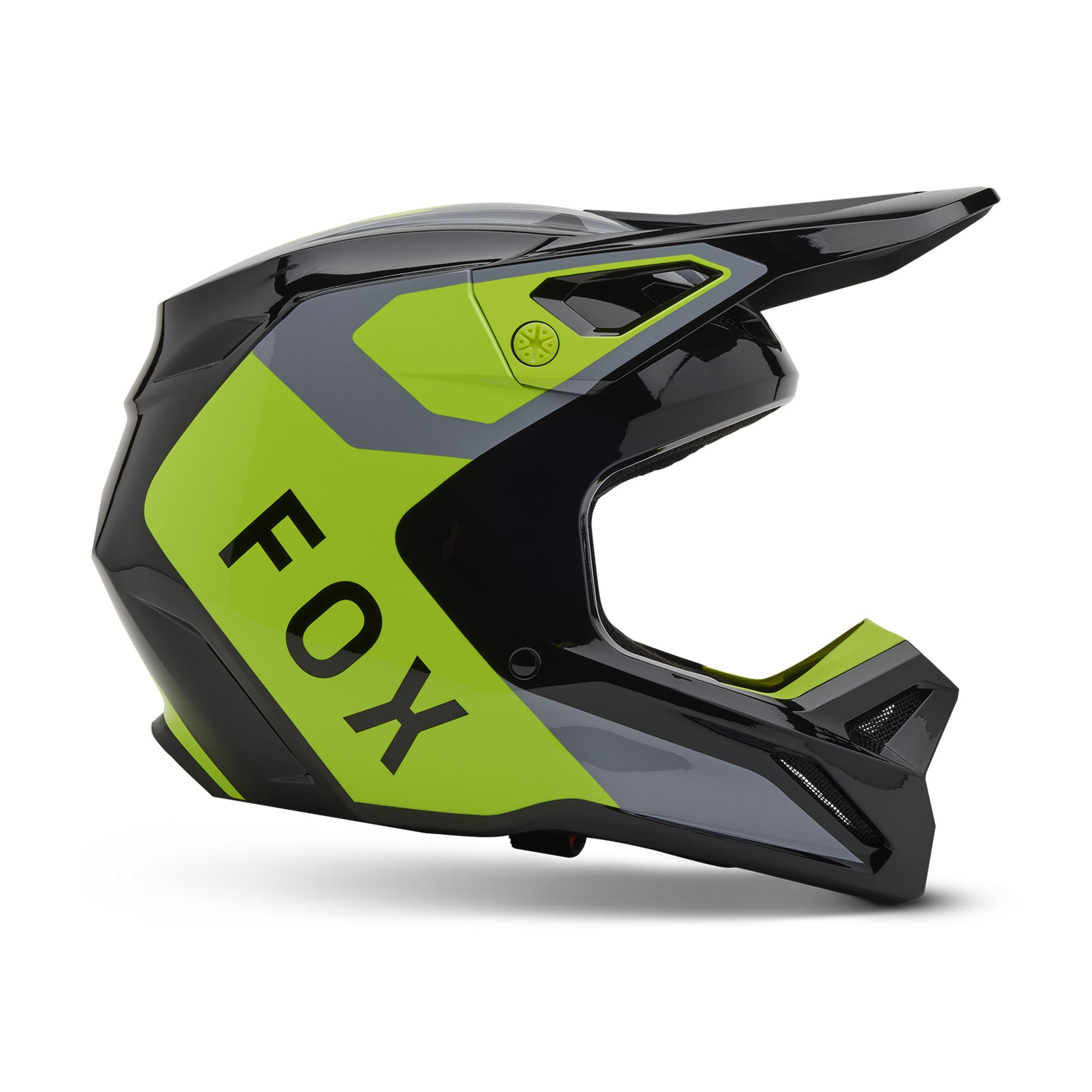 Fox Racing Youth V1 Lean Helmet Grey/Yellow Youth