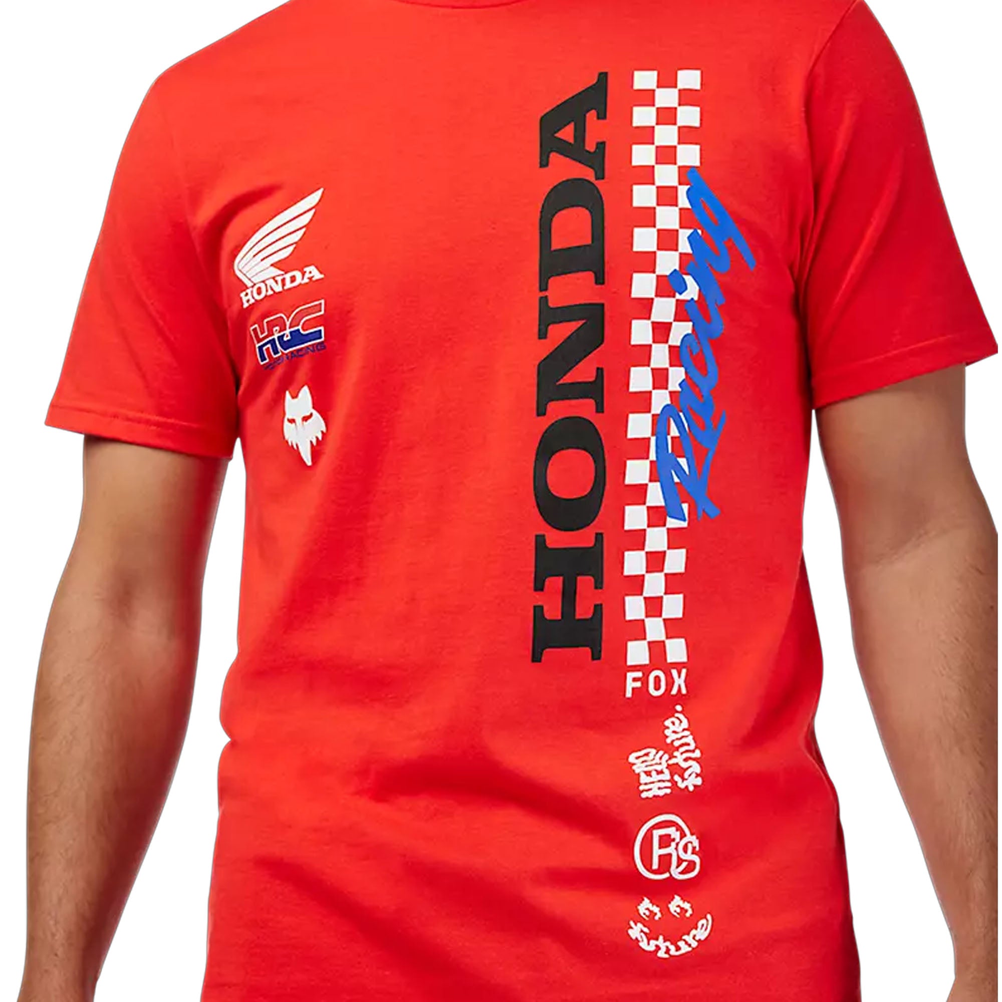 Fox Racing Red Honda Tee Shirt Lightweight Comfortable Fit Fine-Knit Fabric