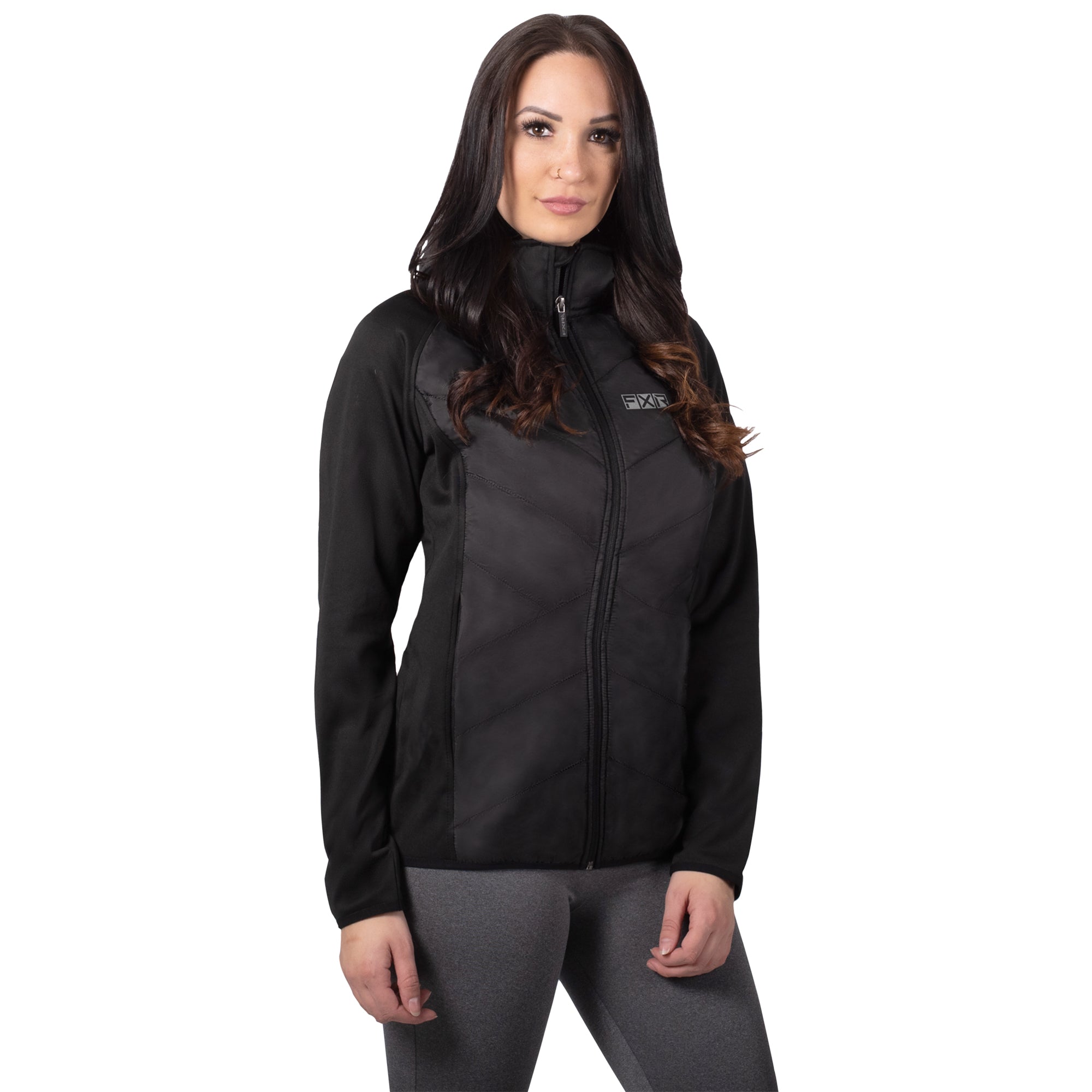 FXR Womens Phoenix Hybrid Quilted Hoodie Black Womens