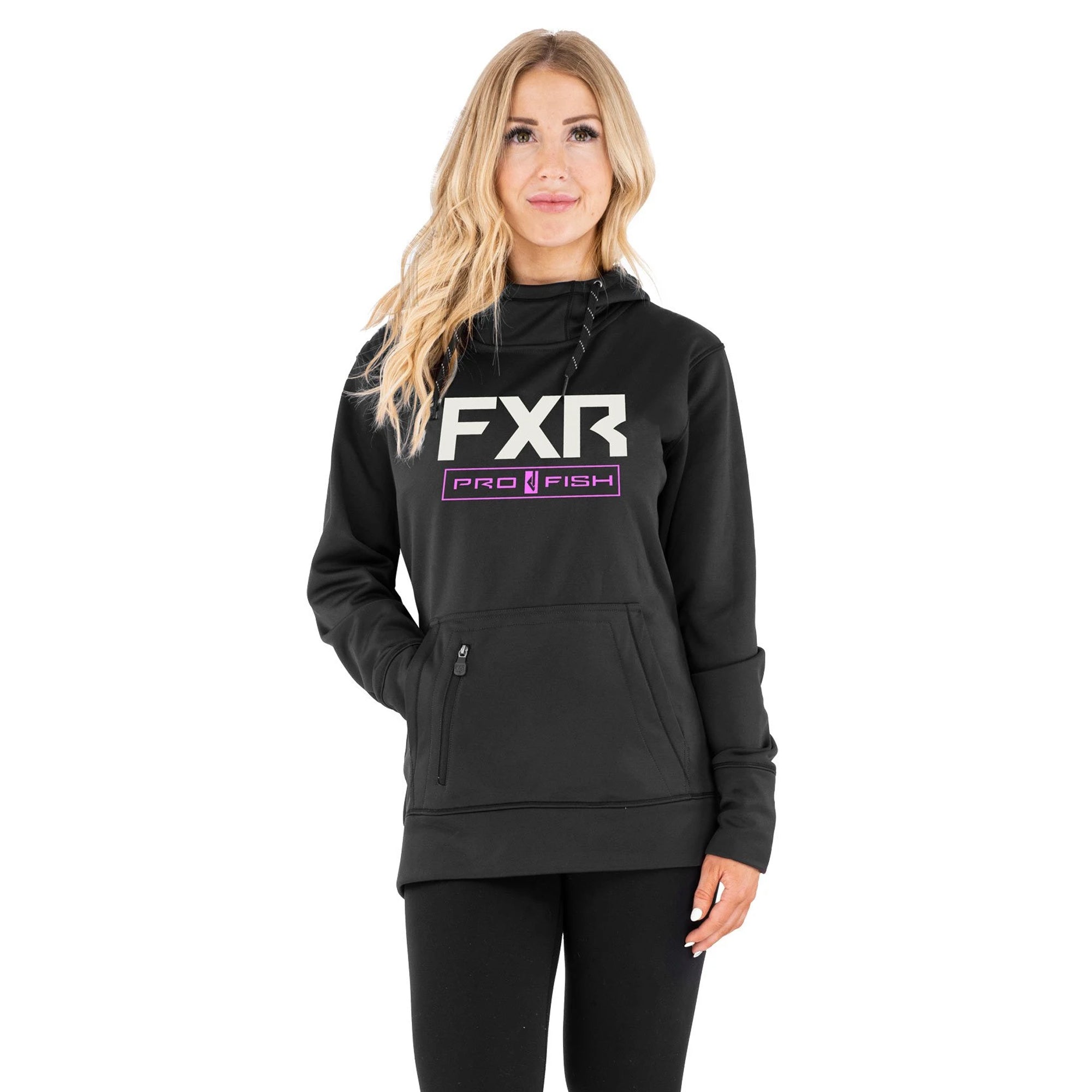FXR Womens Excursion Tech Pullover Hoodie Black/Electric Pink Womens