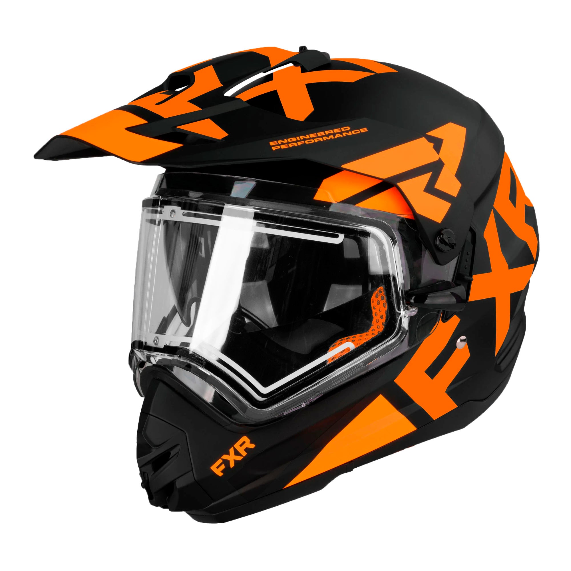 FXR Torque X Team Helmet w/ E Shield & Sun Shade Black/Orange Unisex-Adult