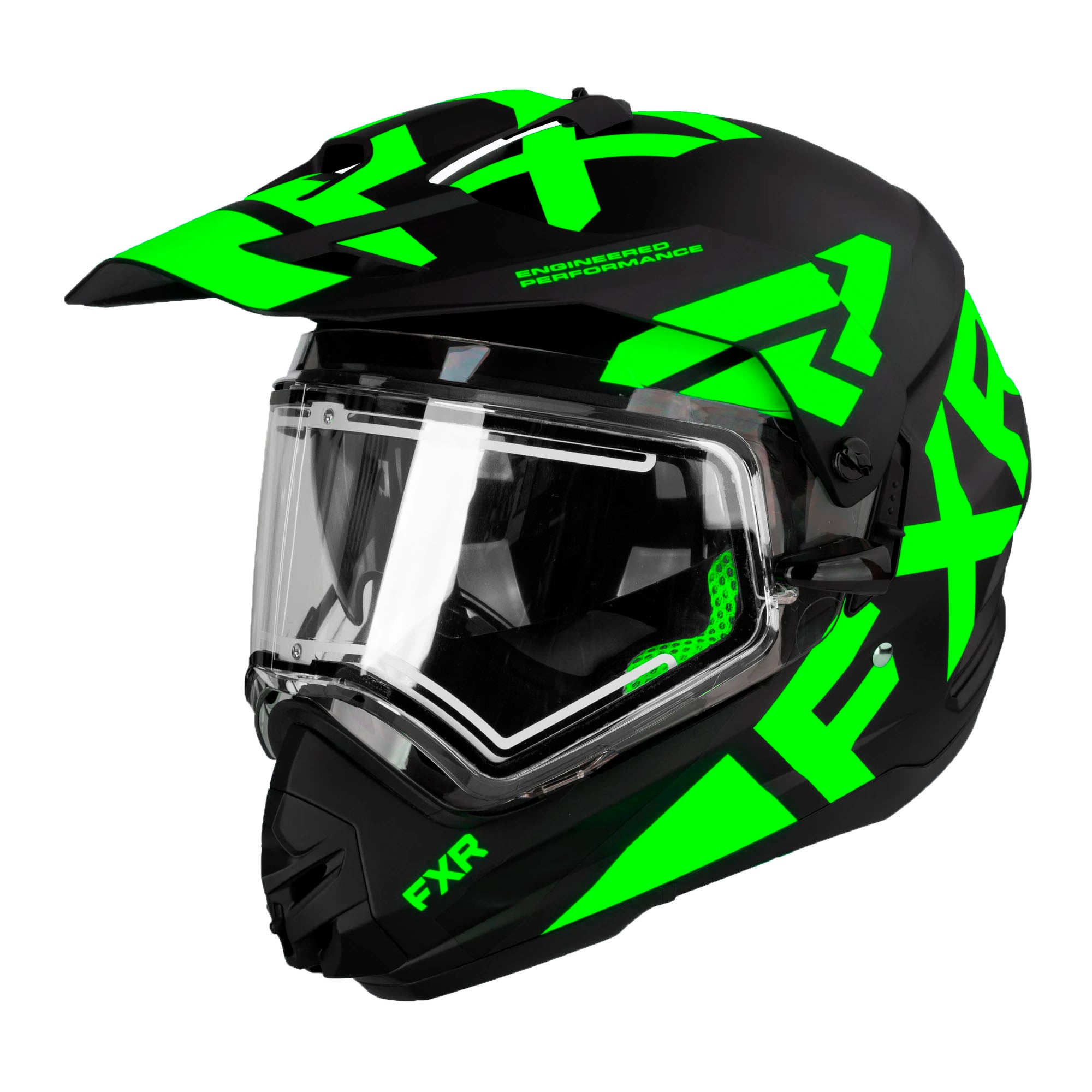 FXR Torque X Team Helmet w/ E Shield & Sun Shade Black/Lime Unisex-Adult