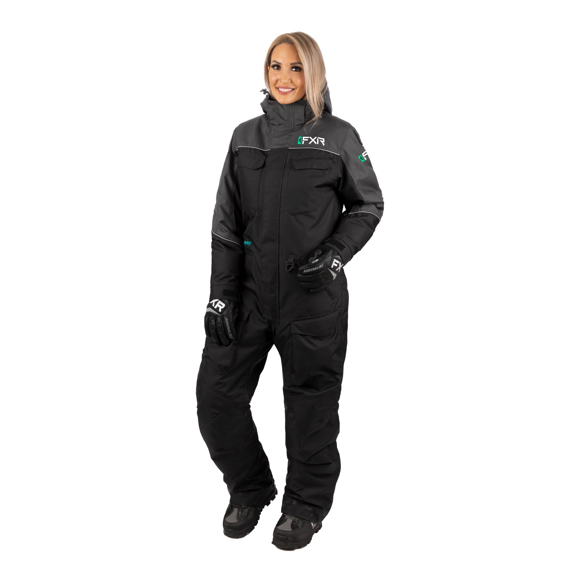 FXR Womens Excursion Monosuit Black/Charcoal/Mint Womens