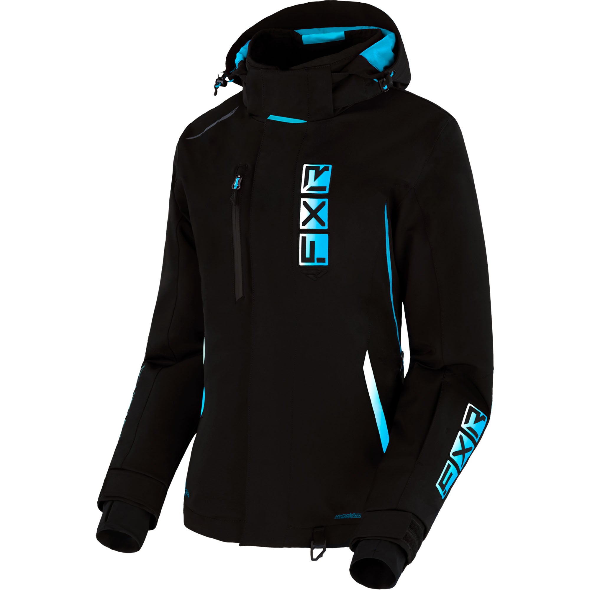 FXR Evo FX Snowmobile Jacket Black/Sky-White Fade Womens