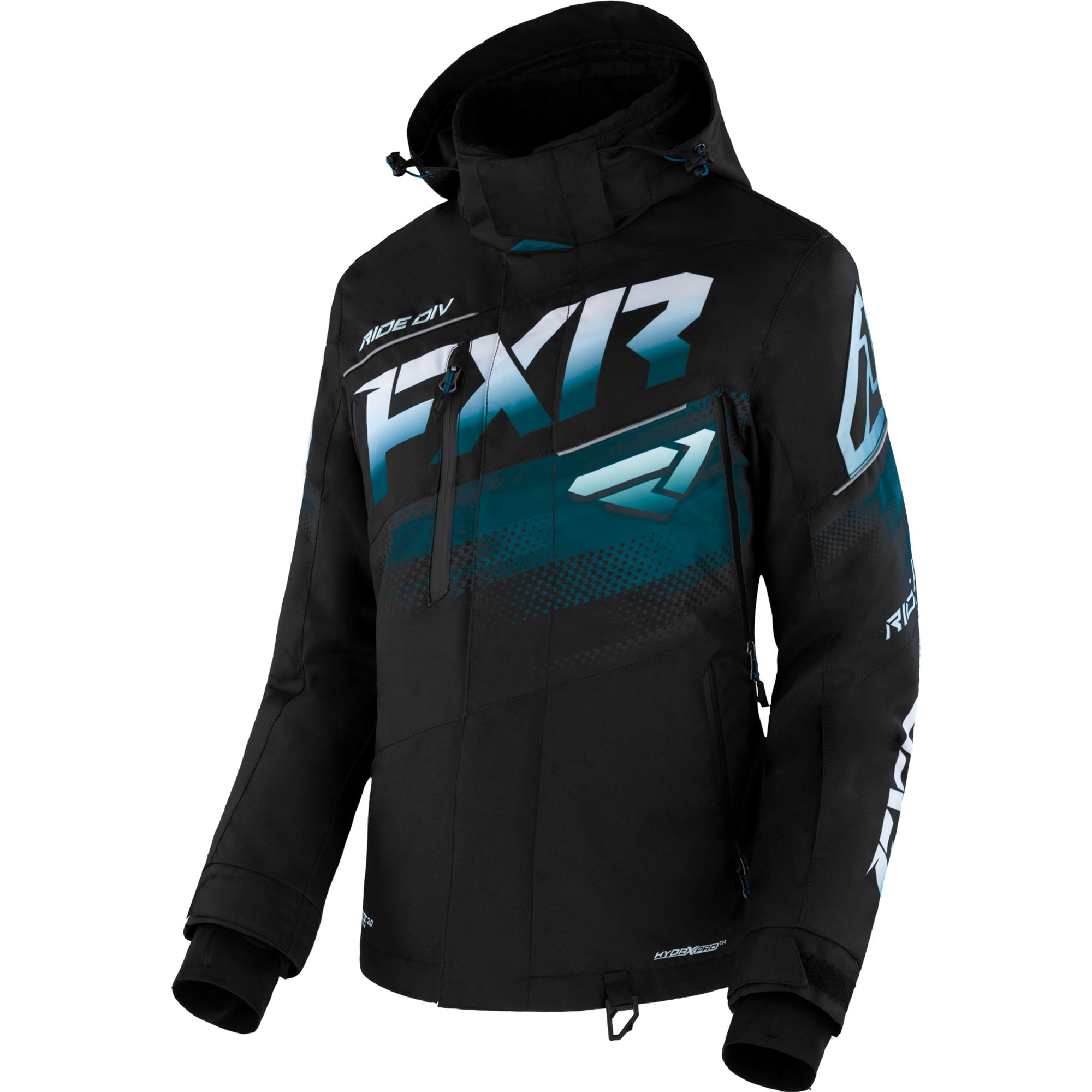 FXR Boost FX Snowmobile Jacket Black/Mint-Ocean Fade Womens