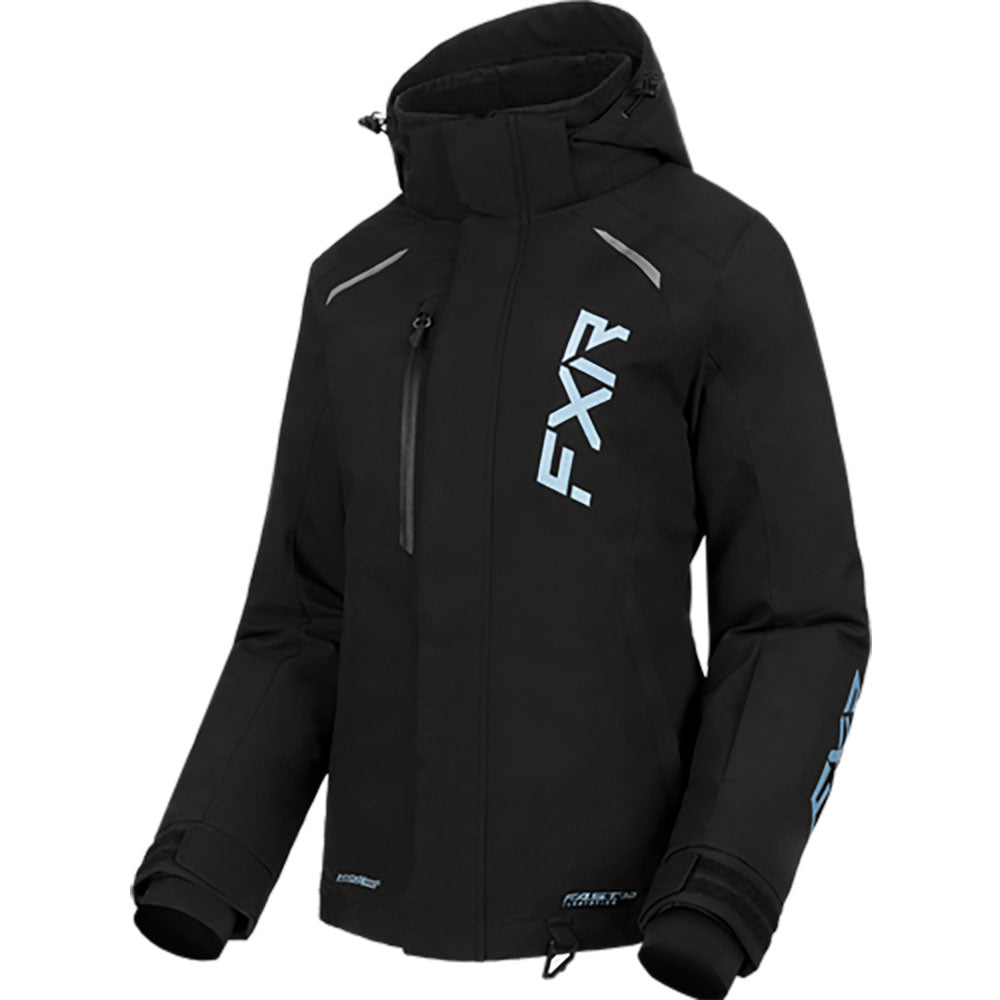 FXR Womens Pulse Snowmobile Jacket Black/Maui Blue Womens