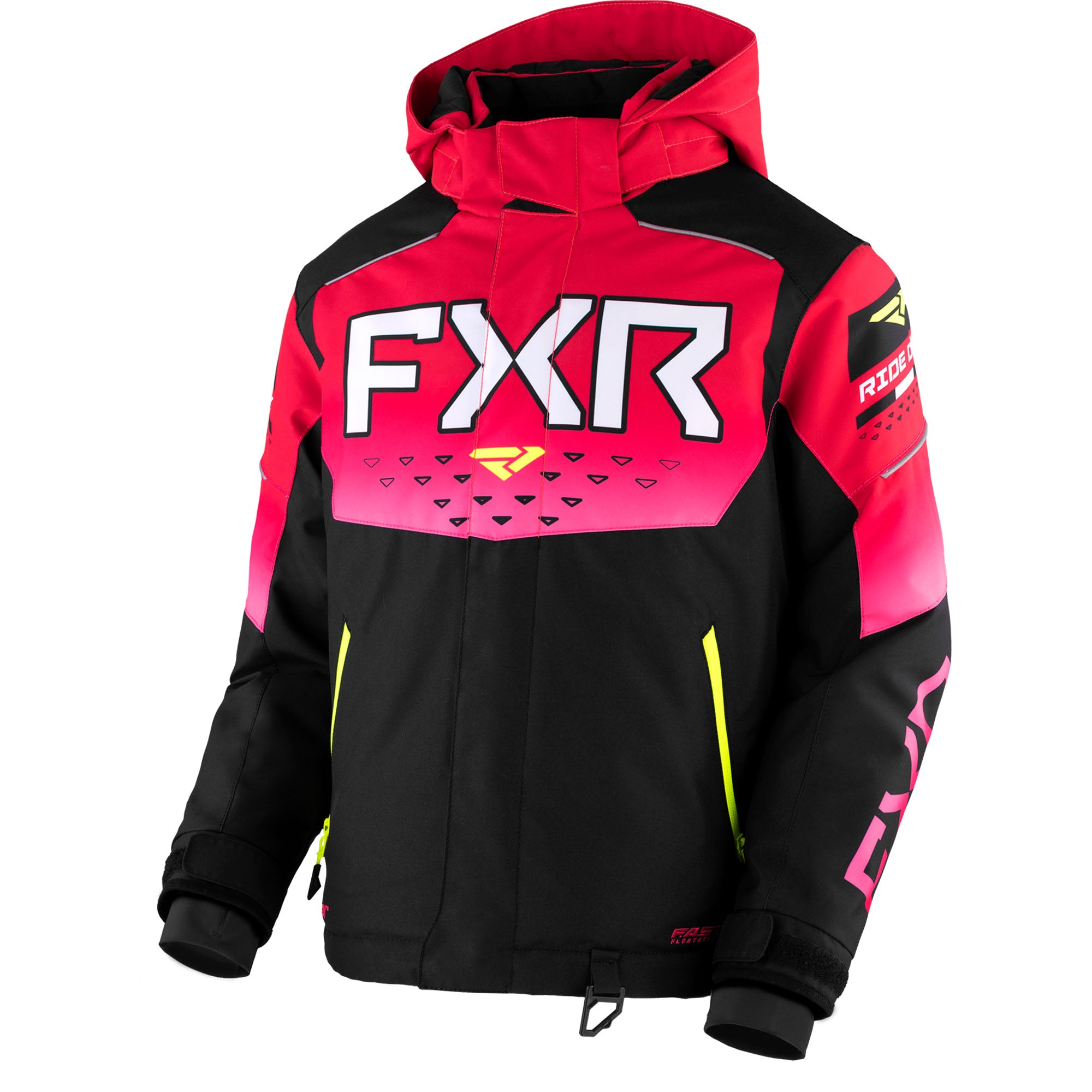 FXR Child Helium Jacket Black/Raspberry Fade/HiVis Unisex-Child