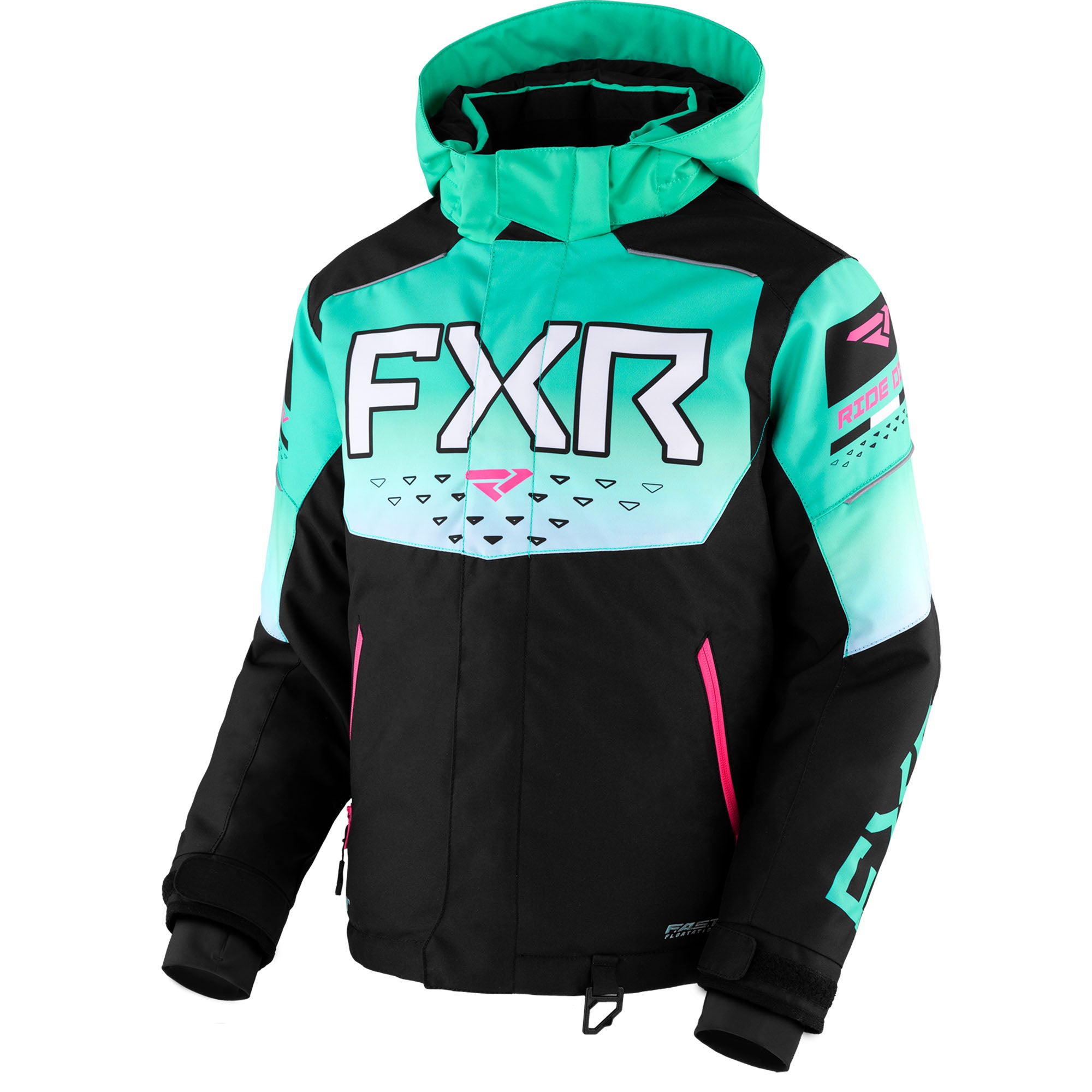 FXR Child Helium Jacket Black/Mint Fade/E Pink Unisex-Child