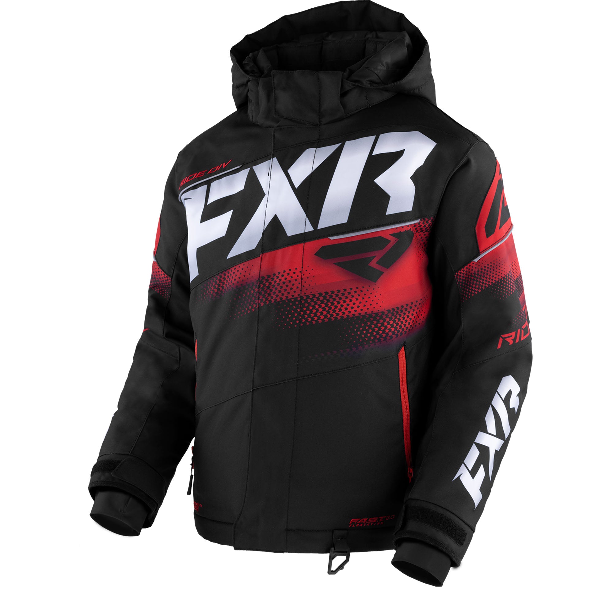 FXR Child Boost Snowmobile Jacket Black/Red Unisex-Child