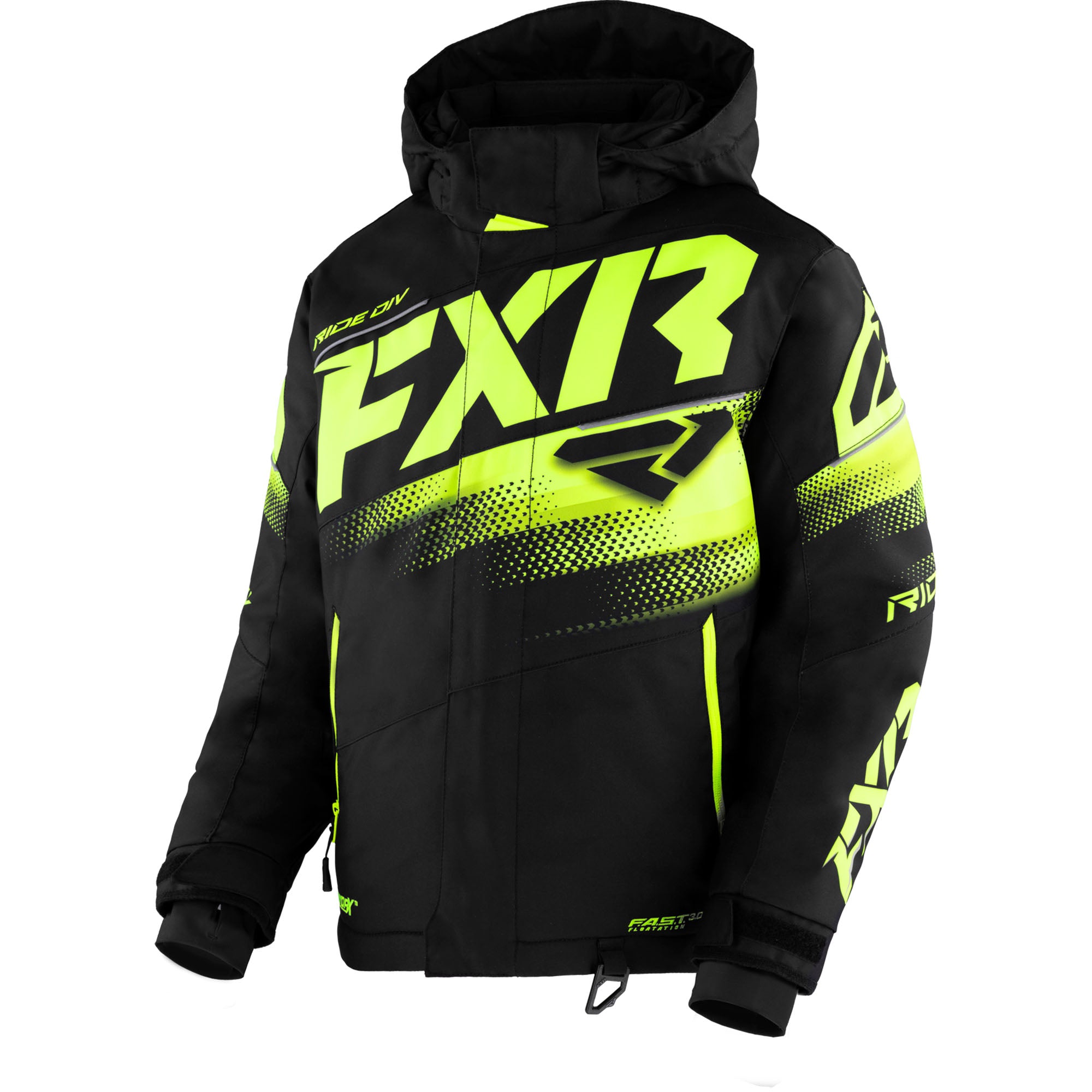 FXR Child Boost Snowmobile Jacket Black/HiVis Unisex-Child