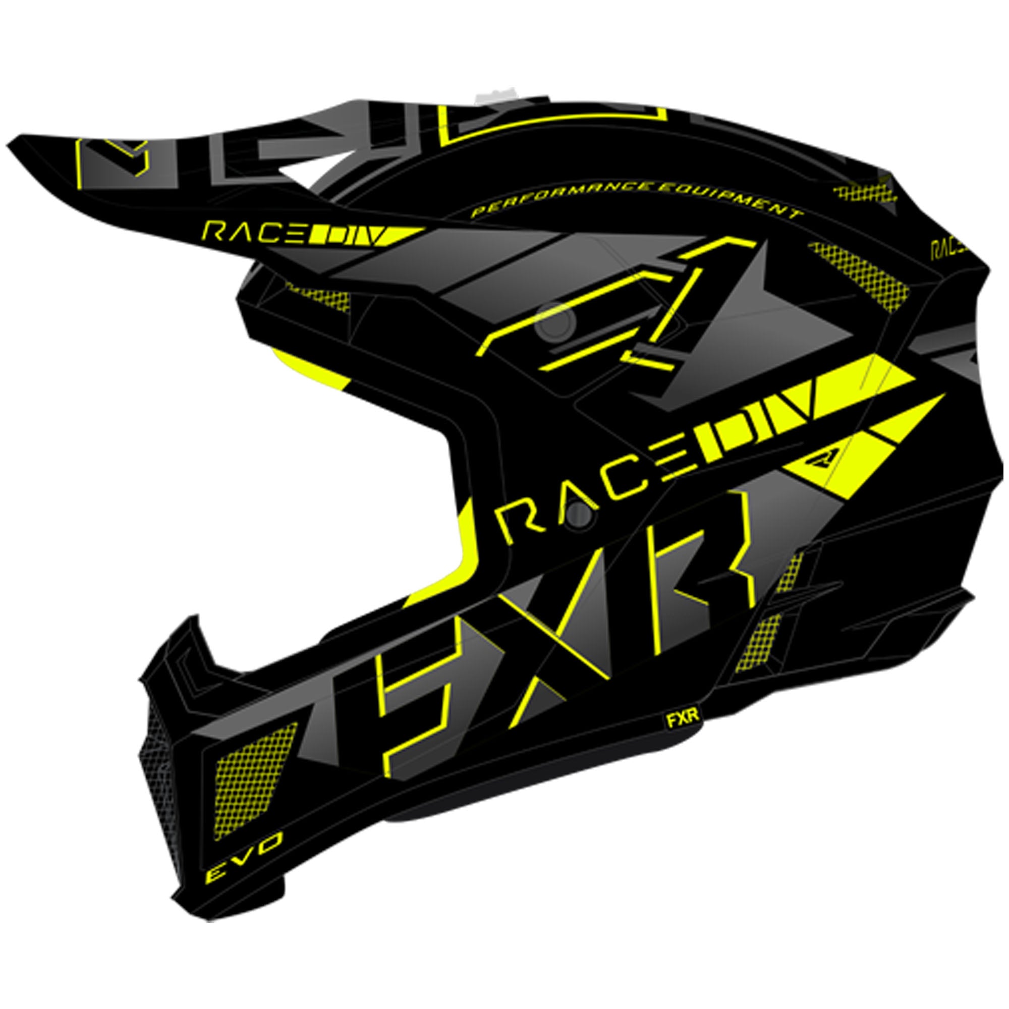 FXR Clutch Evo Open Face Offroad Helmet HiVis Black