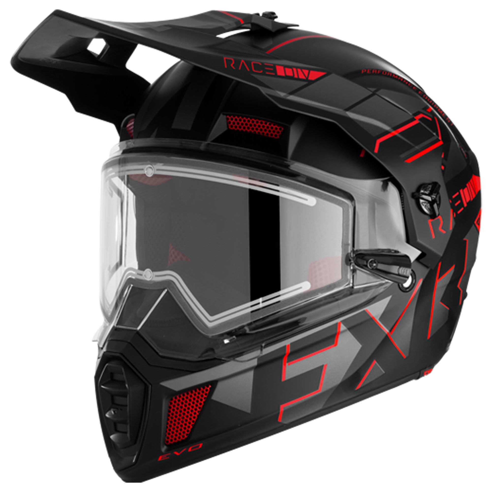 FXR Clutch X Evo Helmet w/ E Shield Red Unisex-Adult