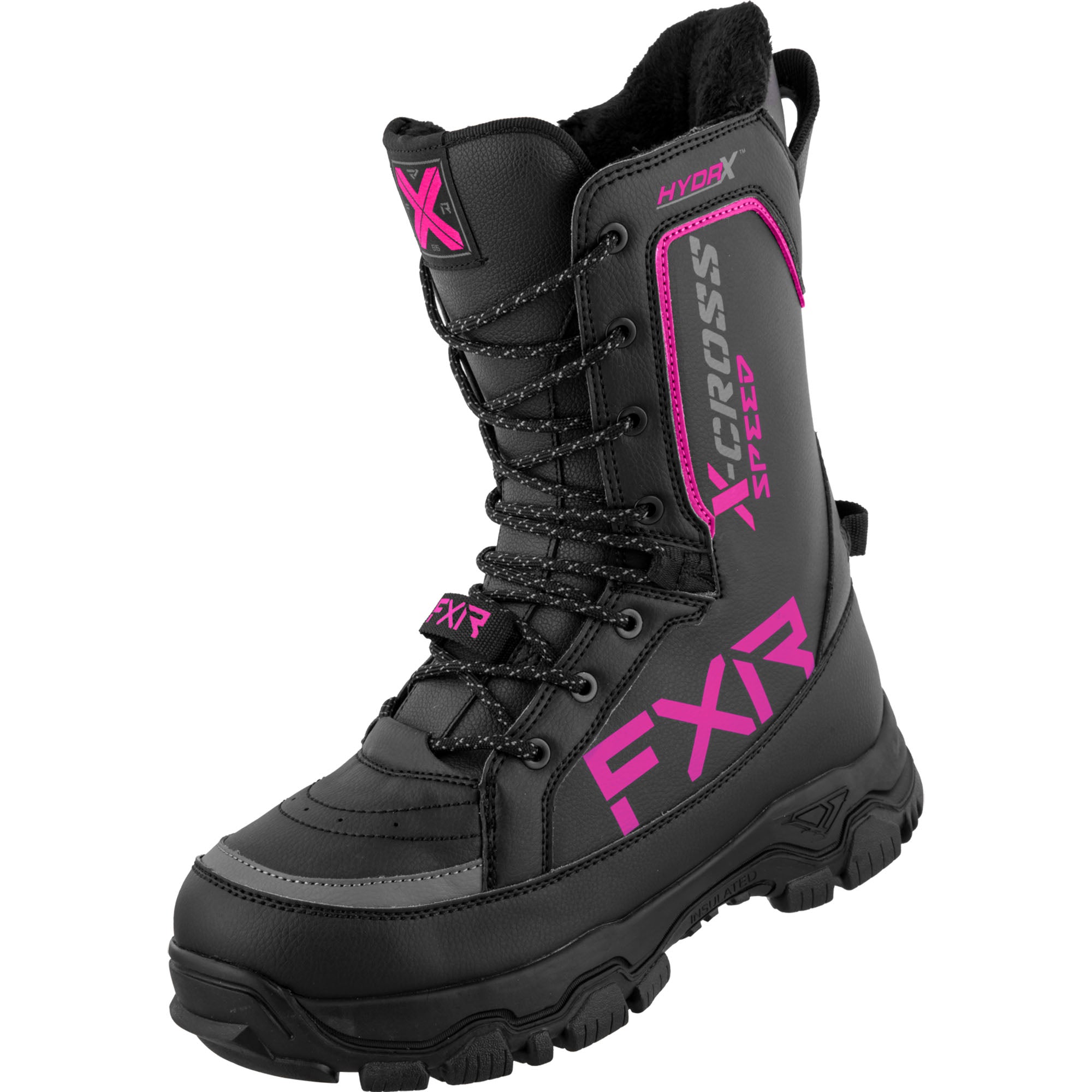 FXR X-Cross Speed Snowmobile Boots Black/Fuchsia Womens