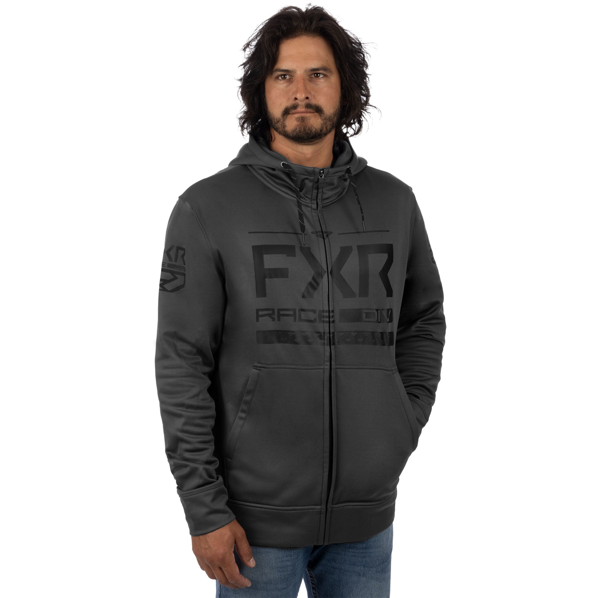 FXR Race Division Tech Hoodie Charcoal/Black Unisex-Adult