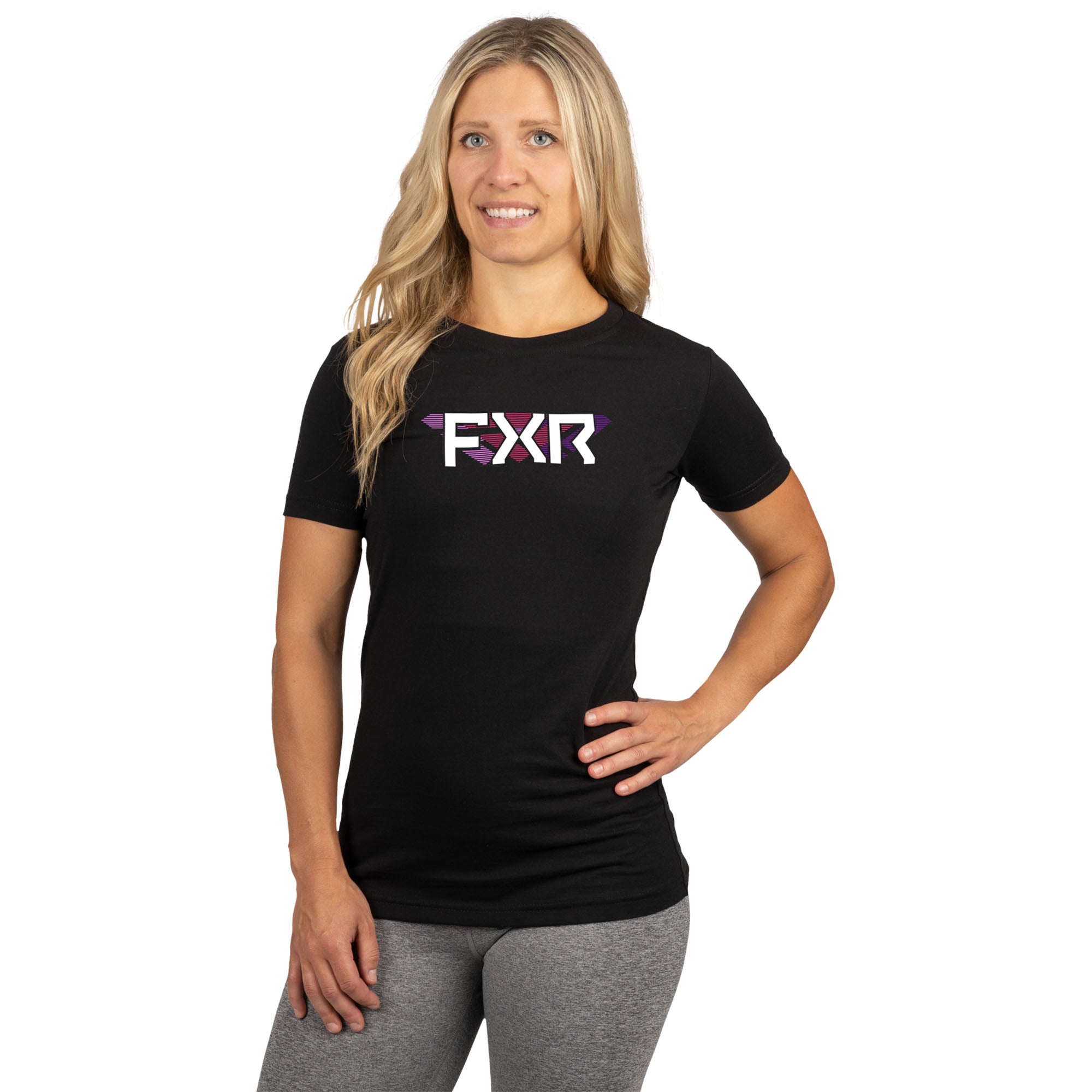 FXR Split Premium T-Shirt Black/Neon Fusion Womens