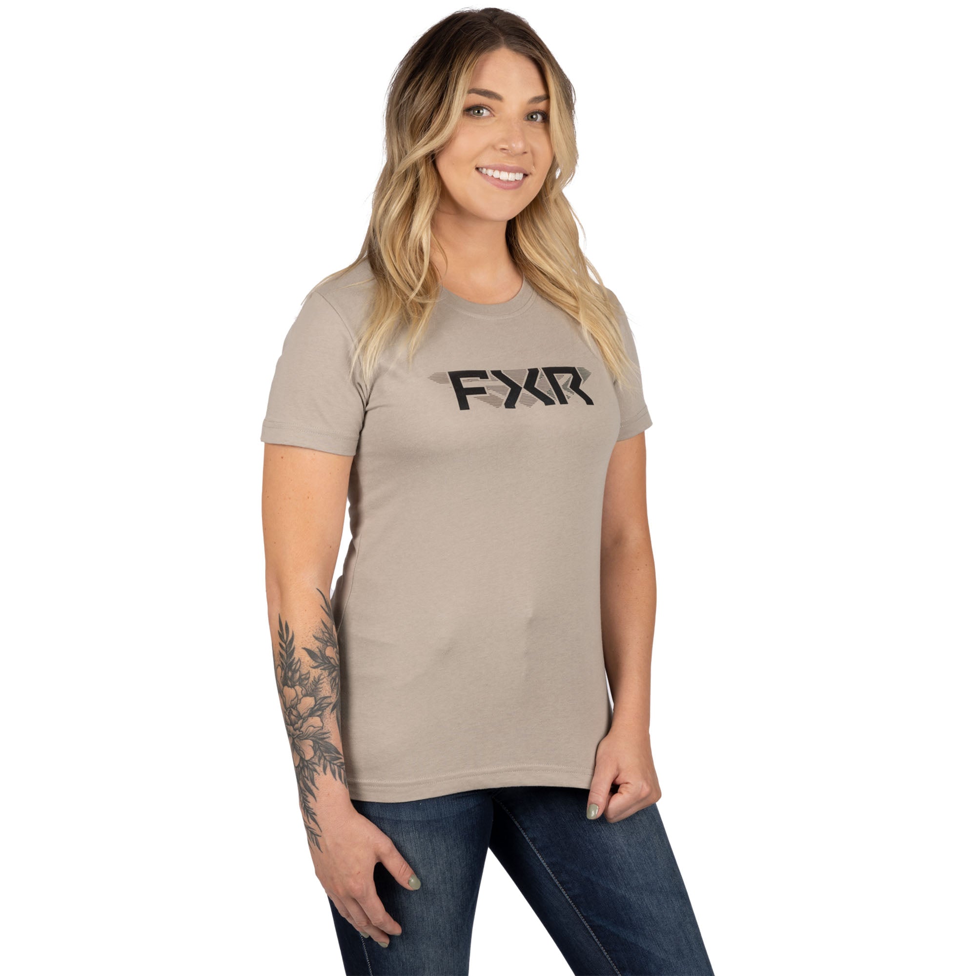 FXR Split Premium T-Shirt Stone/Black Womens