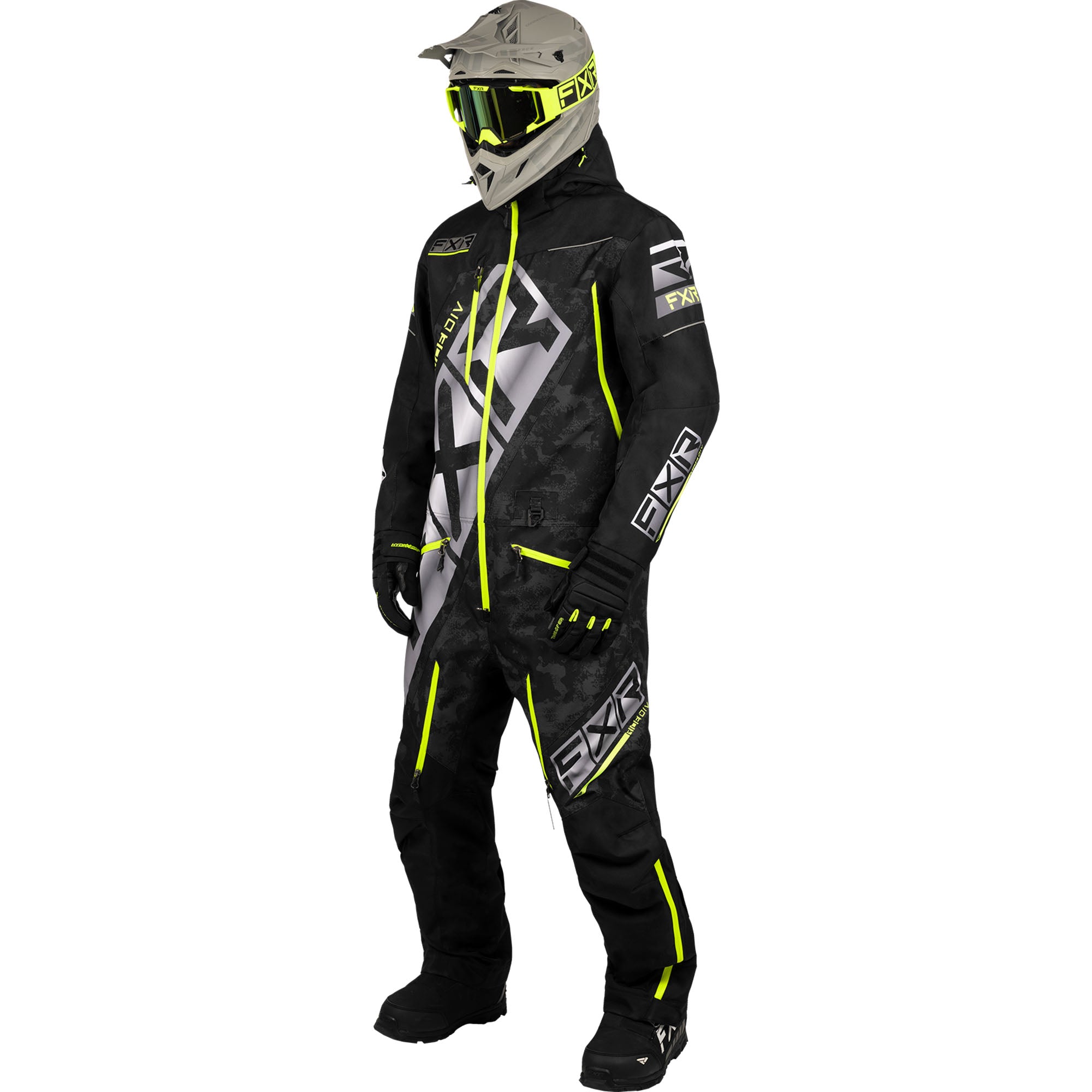 FXR CX F.A.S.T. Insulated Snowmobile Monosuit Black/Black Camo/HiVis Mens