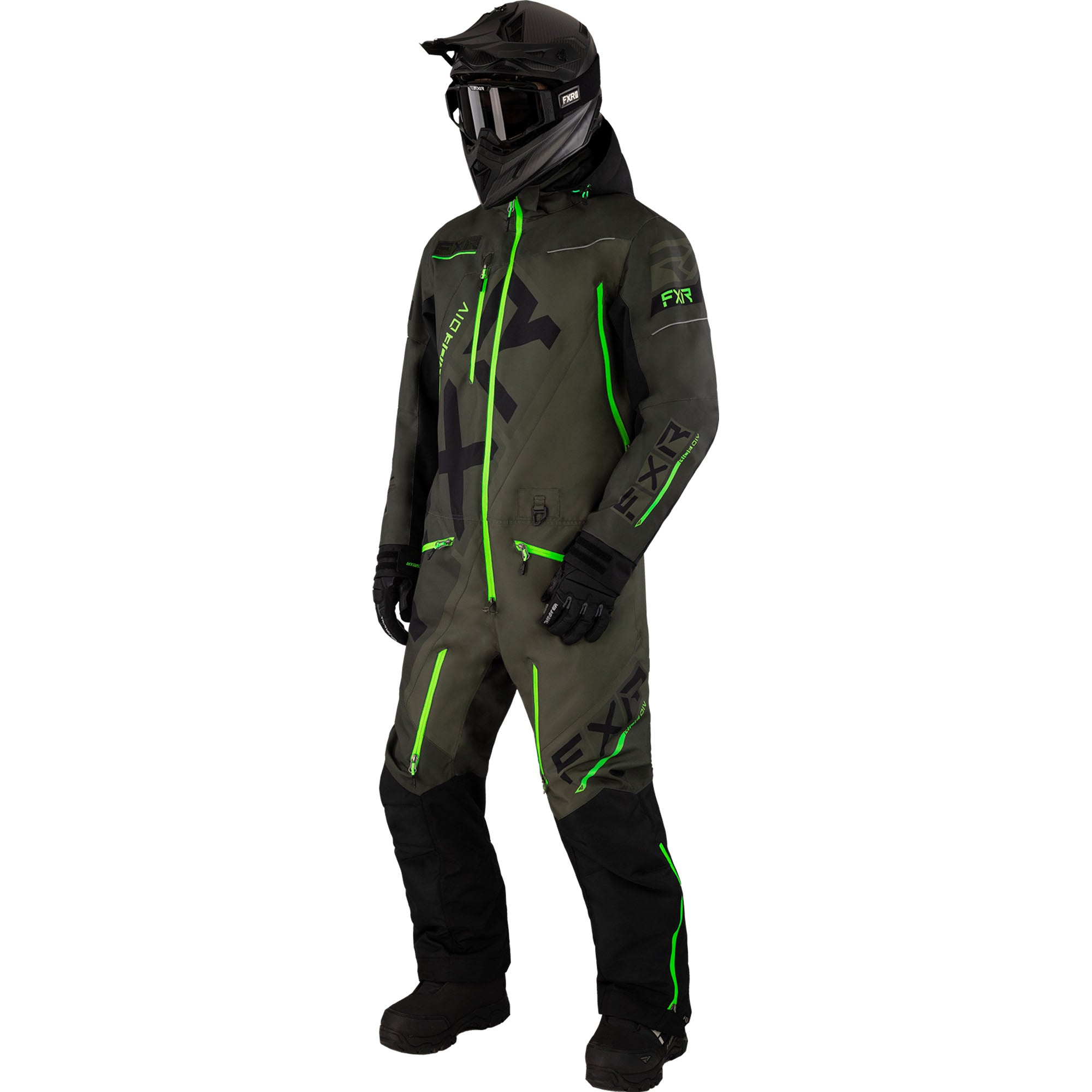 FXR CX F.A.S.T. Insulated Snowmobile Monosuit Dark Olive/Lime Mens