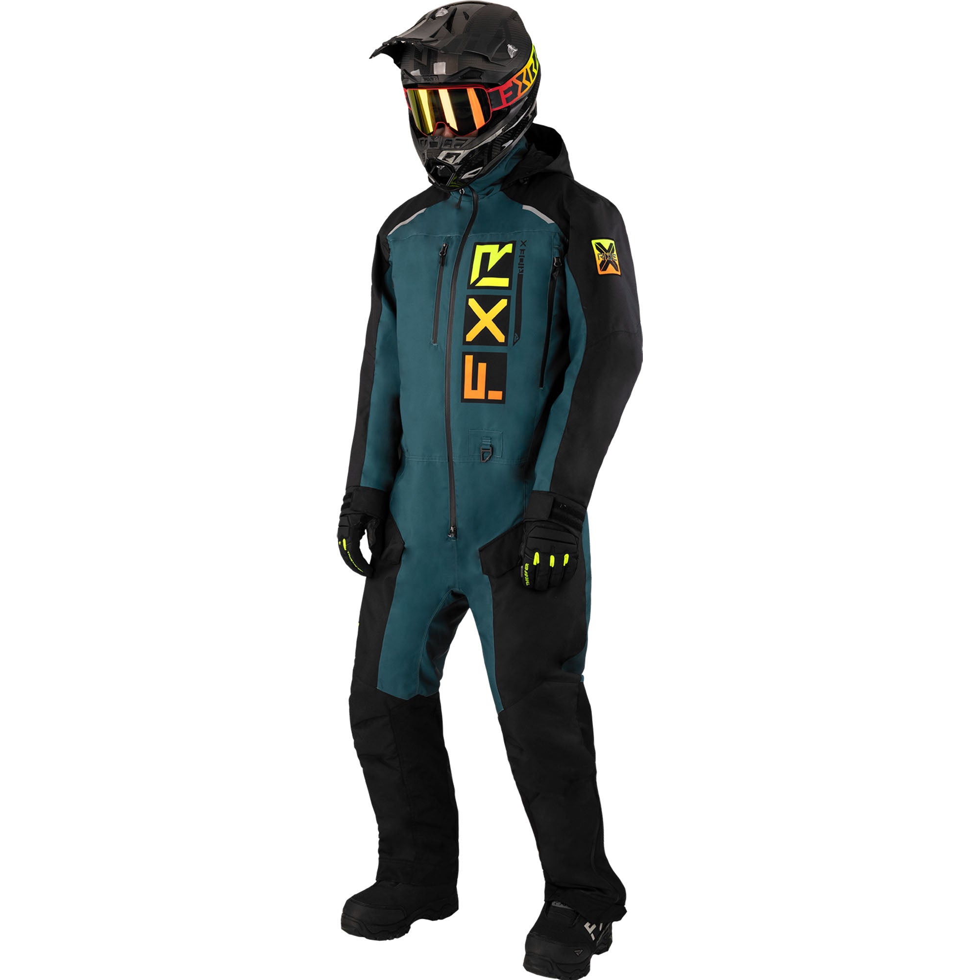FXR Mens Recruit F.A.S.T. Insulated Monosuit Black/Dark Steel/Inferno Mens