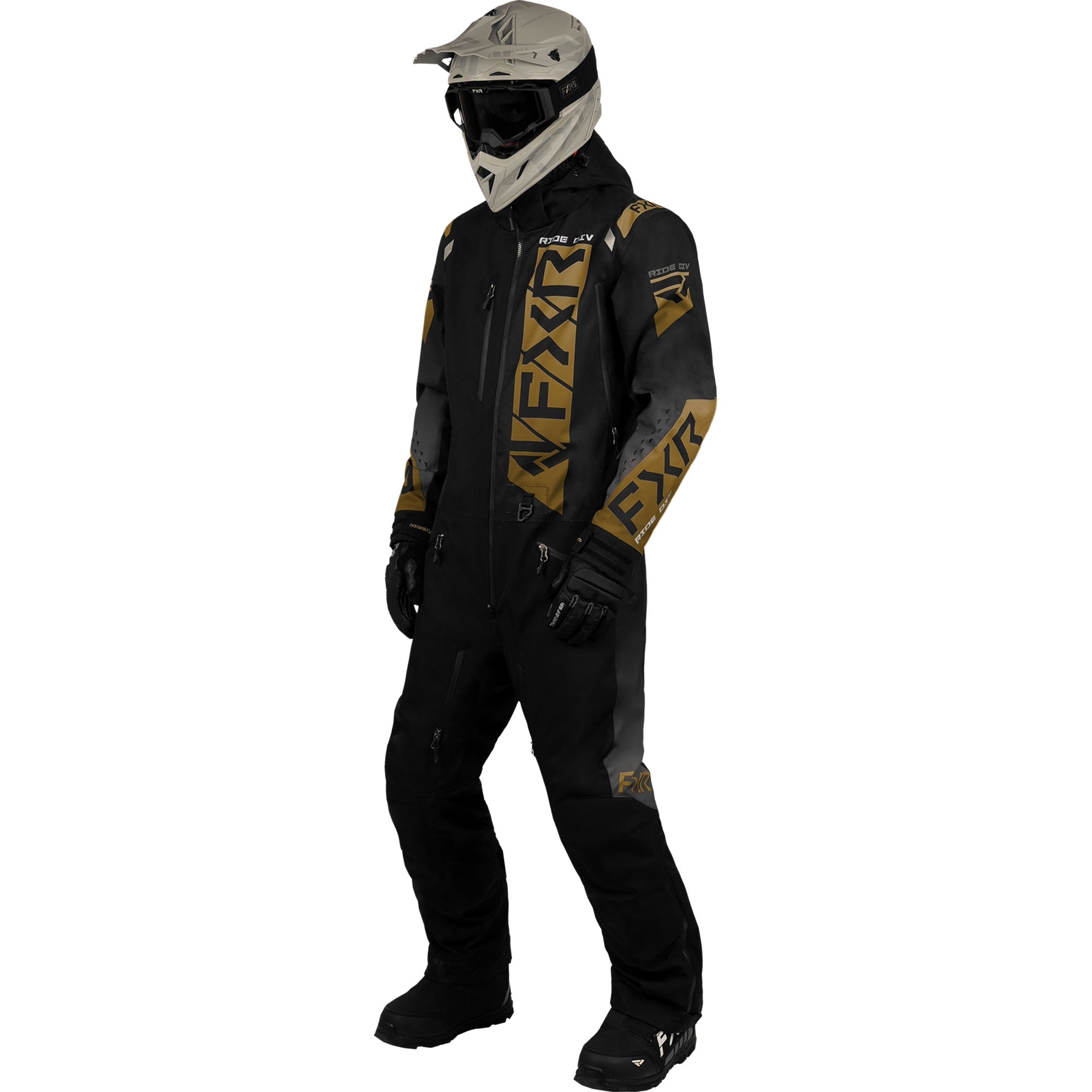FXR Helium Insulated Snowmobile Monosuit Black/Canvas Mens