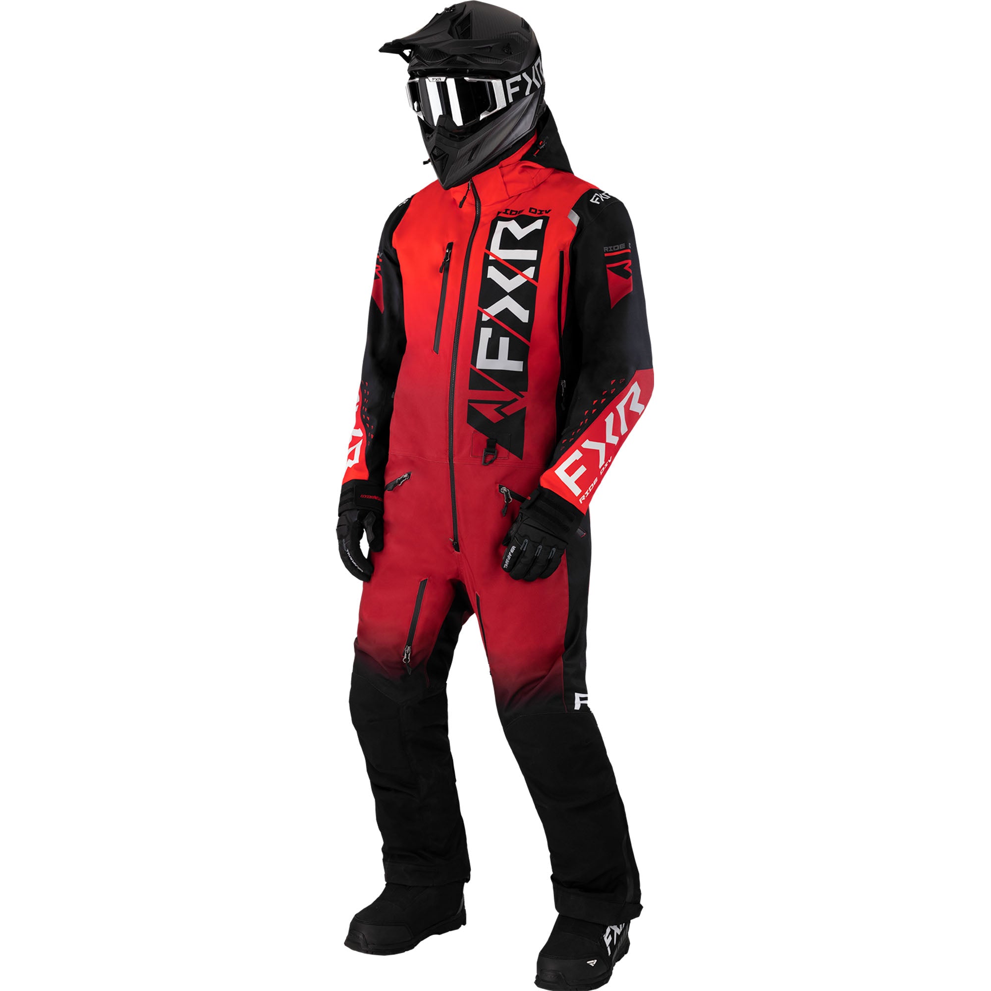 FXR Helium Insulated Snowmobile Monosuit Red Fade/Black Mens