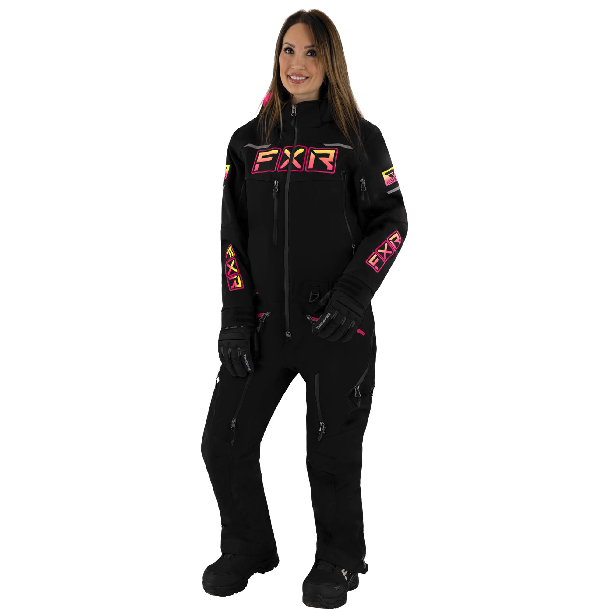 FXR Womens Maverick Lite Snowmobile Monosuit Black/Neon Fusion Womens