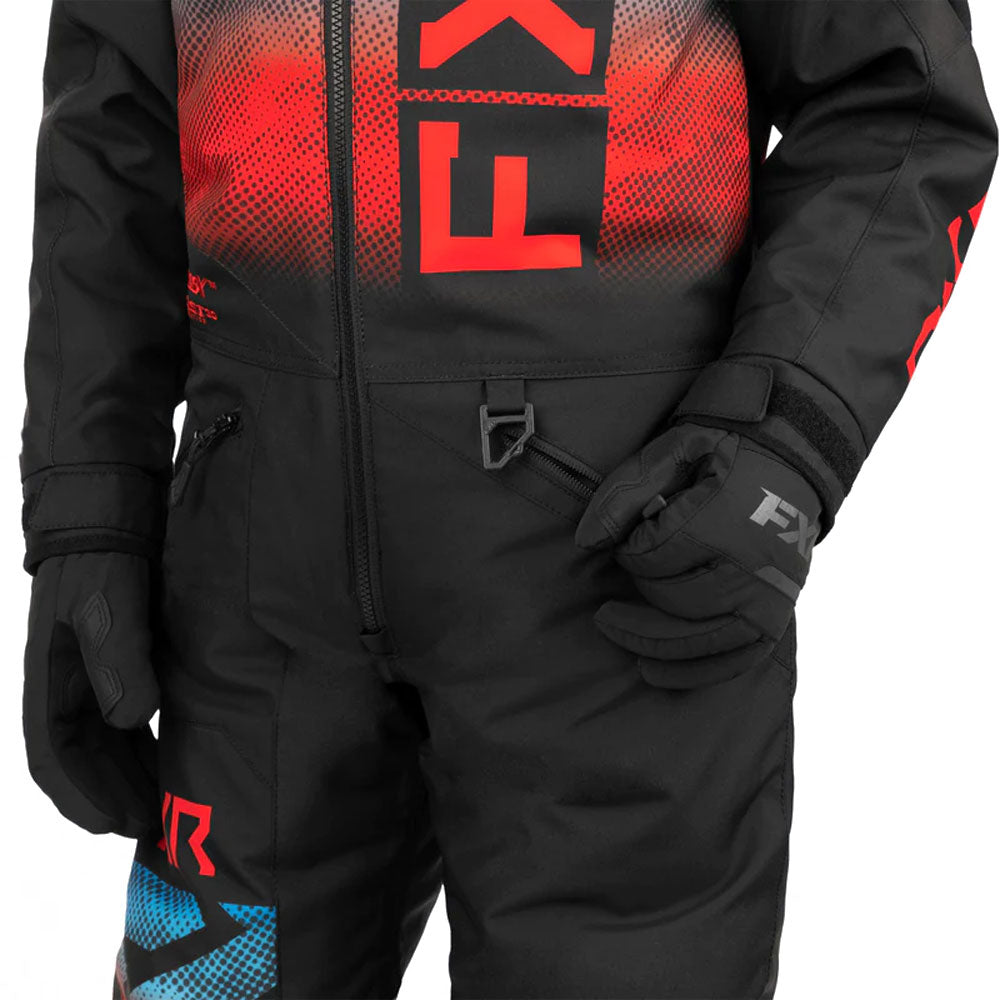 FXR Child Helium Snowmobile Monosuit Black/Blue-Red Haze