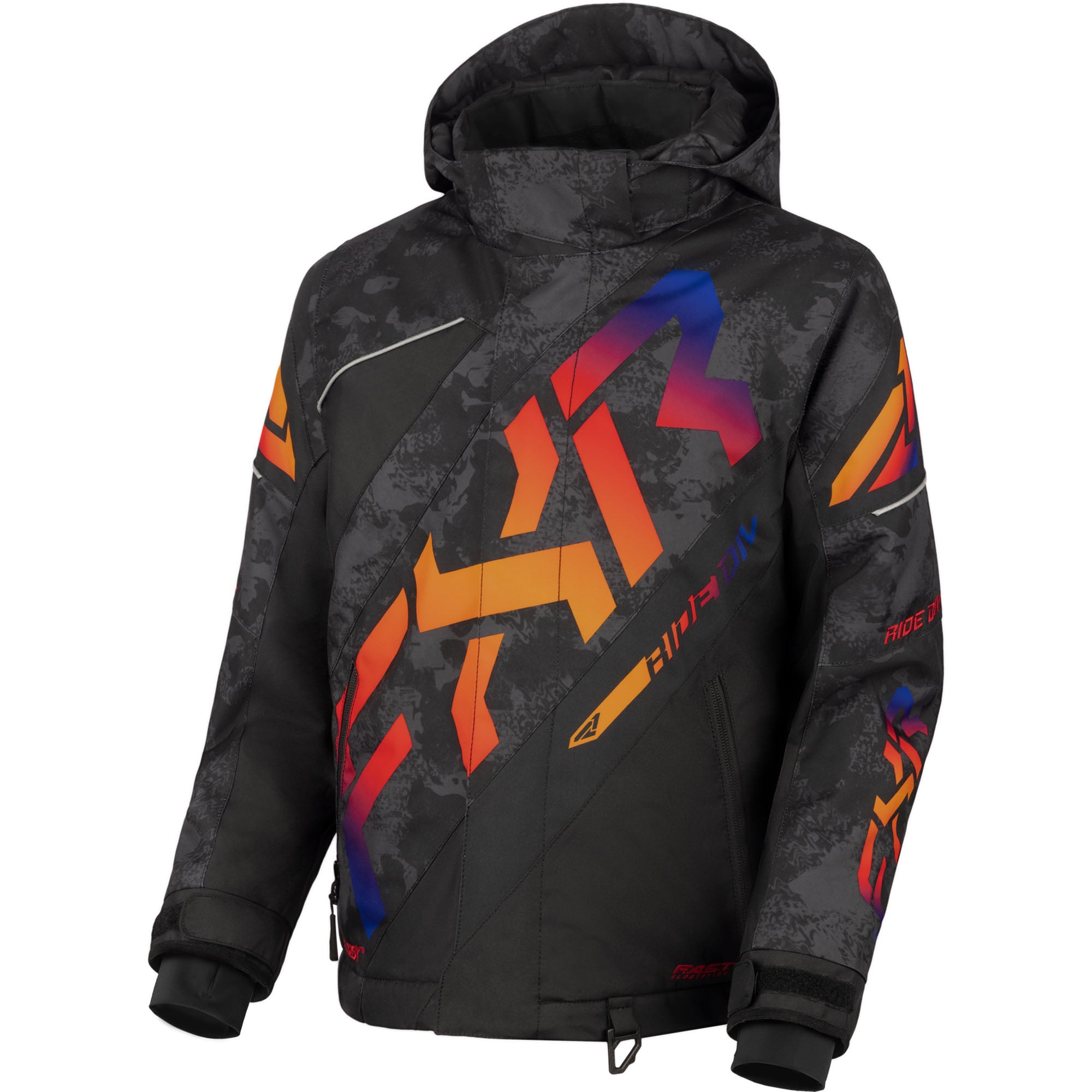 FXR Child CX Snowmobile Jacket Black Camo/Anodized Youth