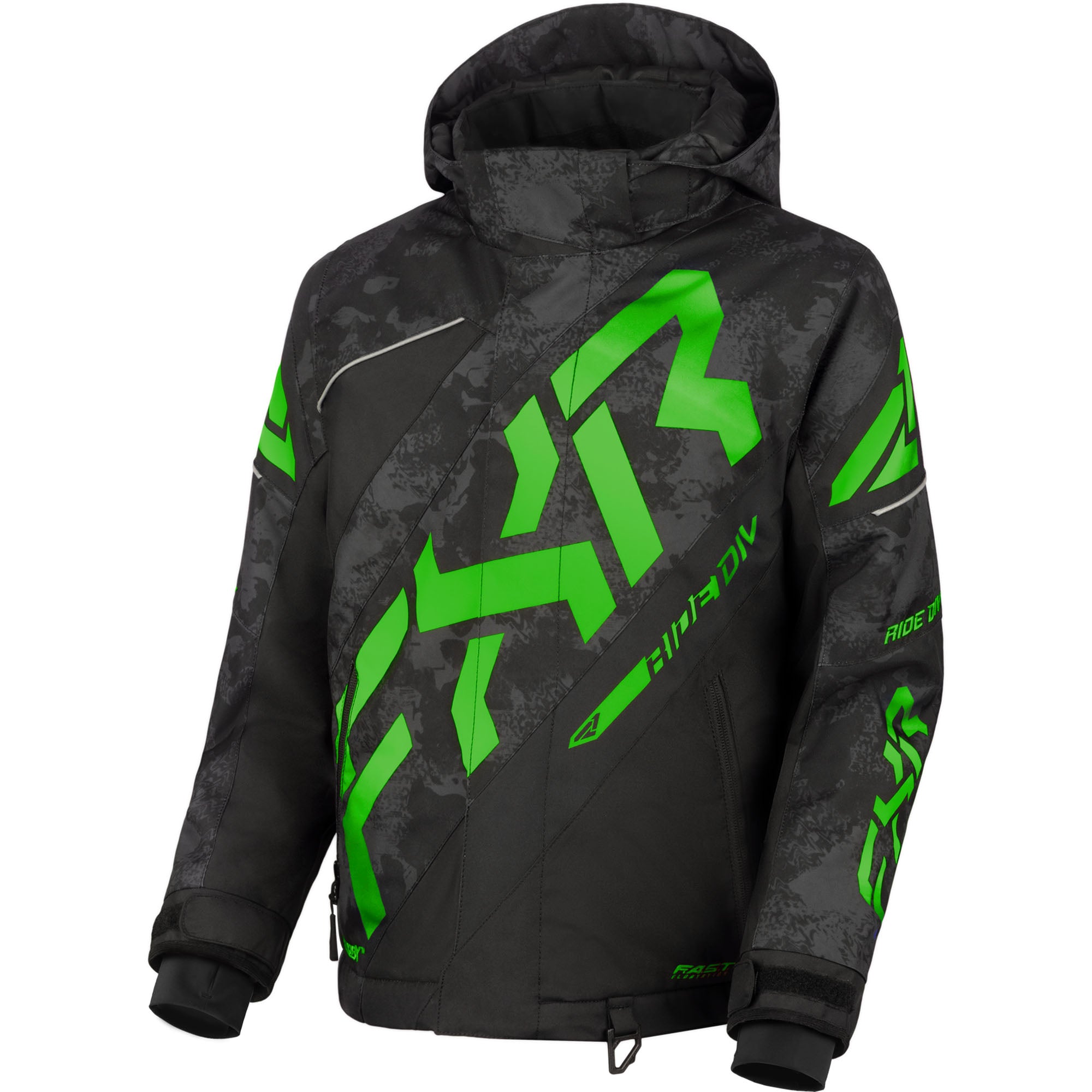FXR Child CX Snowmobile Jacket Black Camo/Lime Unisex-Child