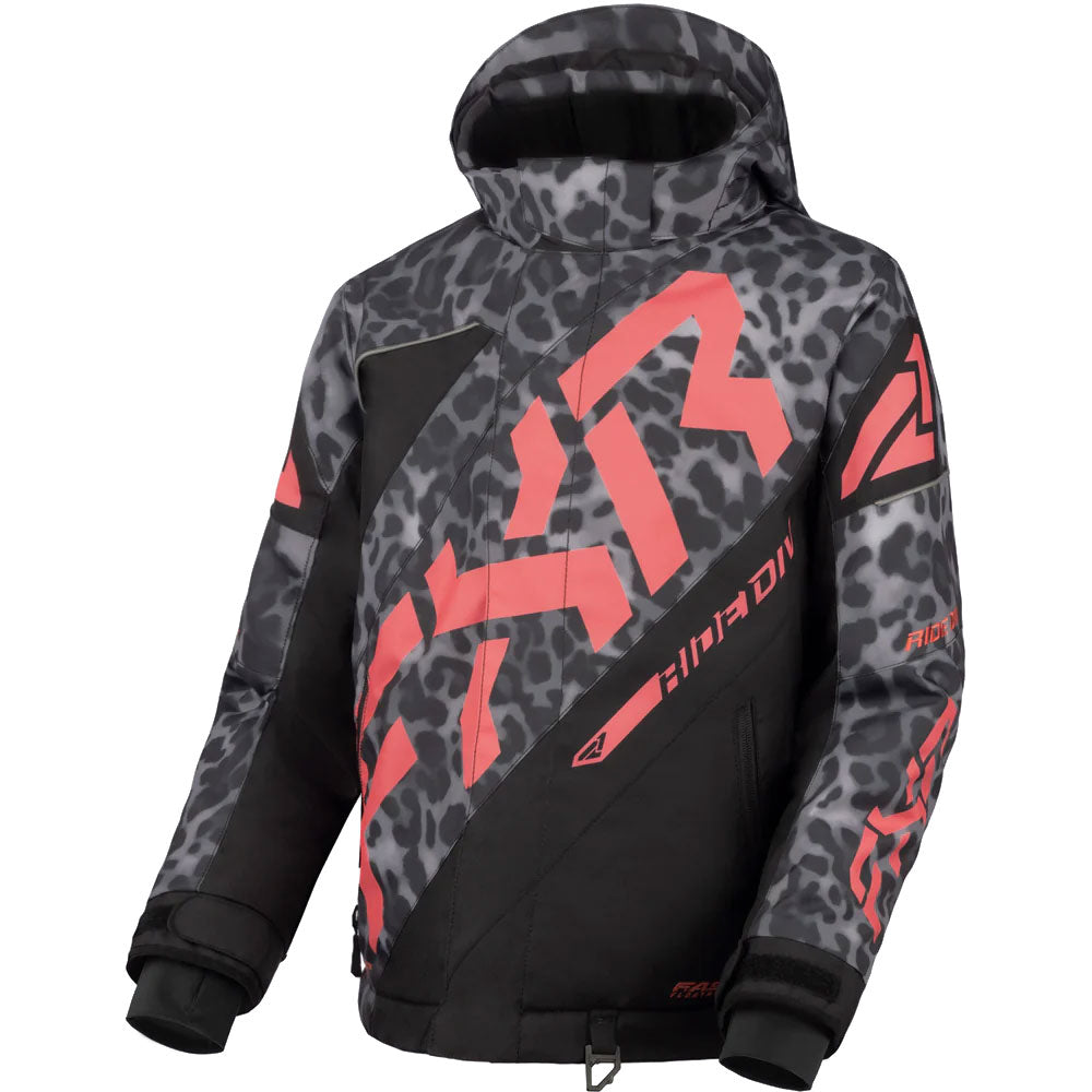 FXR Youth CX Snowmobile Jacket Black Cheetah/Melon Girls