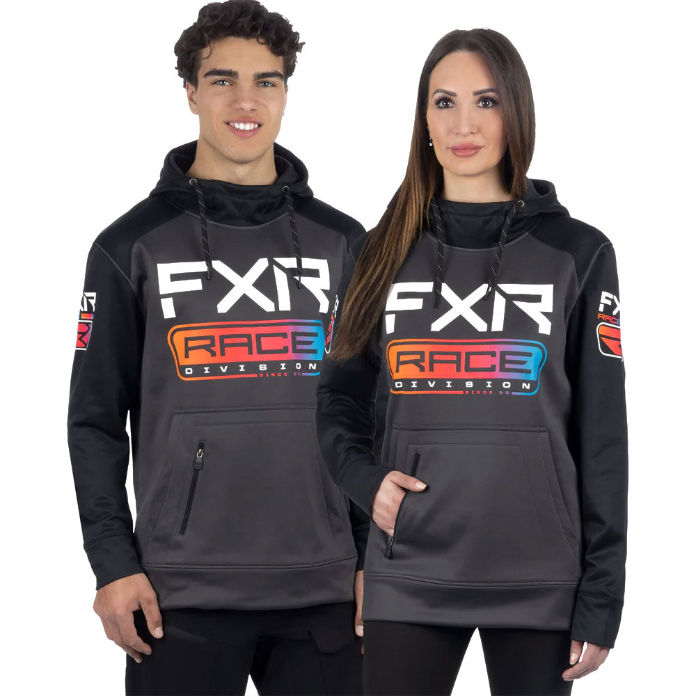 FXR Race Div Tech Pullover Hoodie Asphalt/Spectrum Unisex-Adult