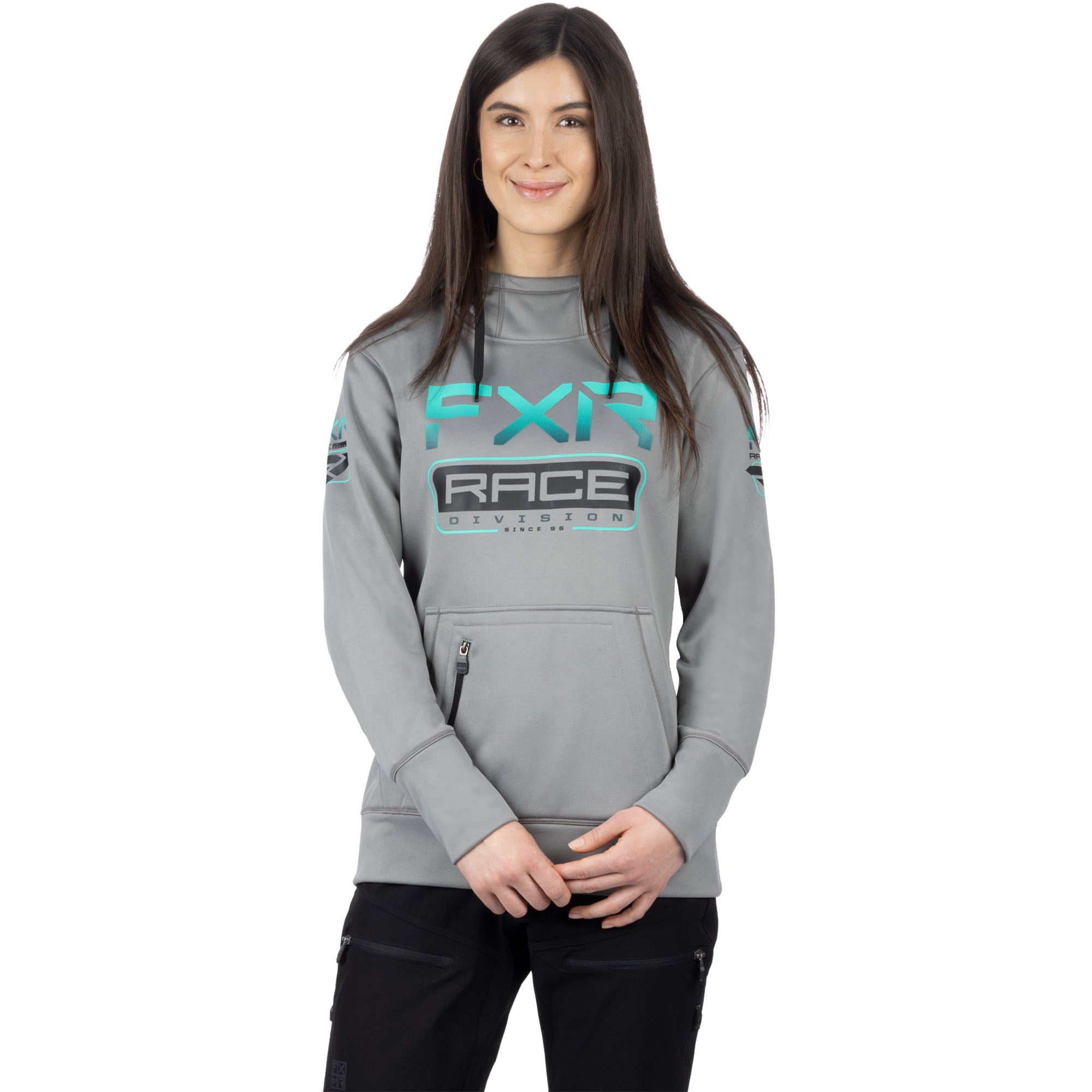 FXR Race Division Tech Pullover Hoodie Grey/Mint Womens