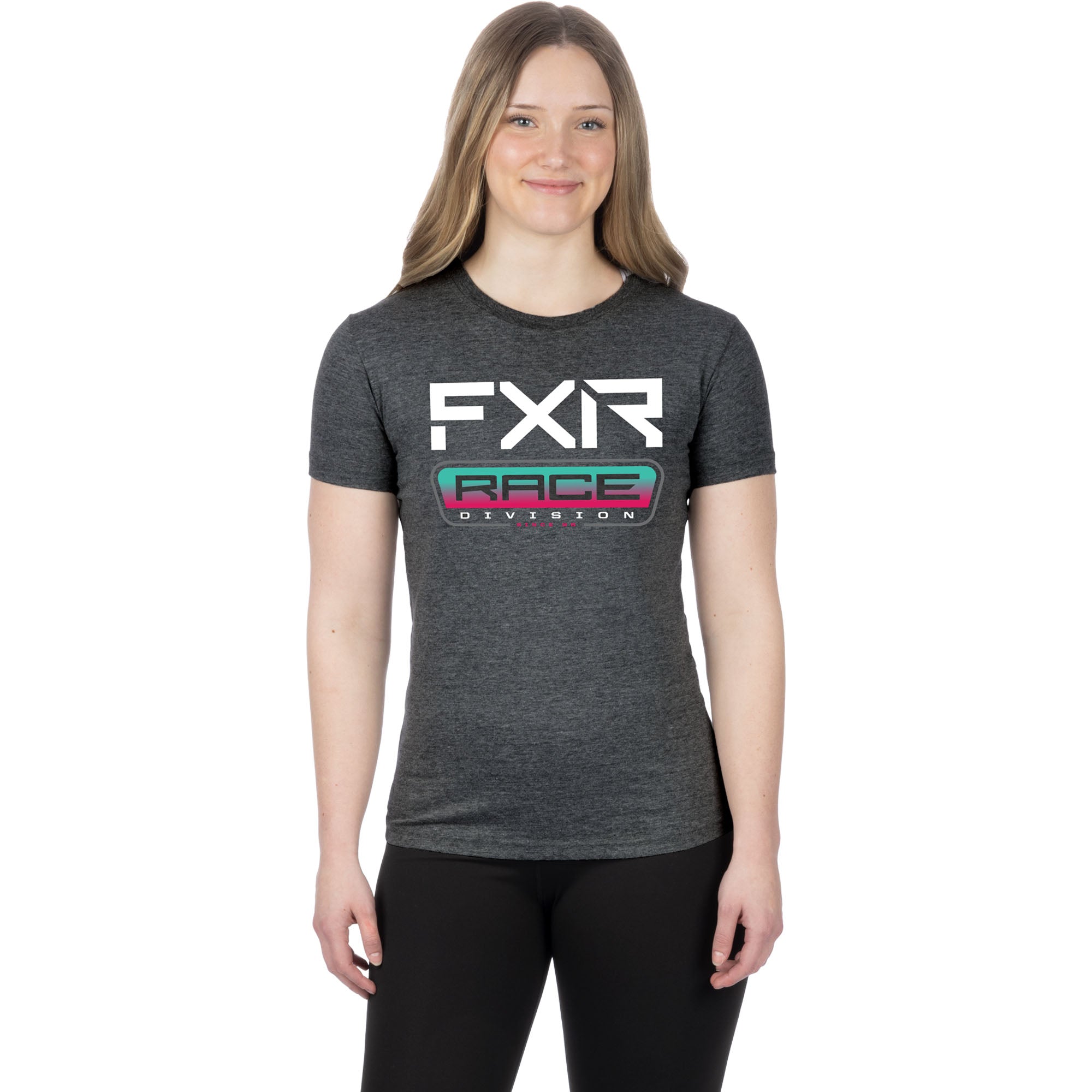 FXR Race Div Premium T-Shirt Charcoal Heather/Mint-Razz Womens