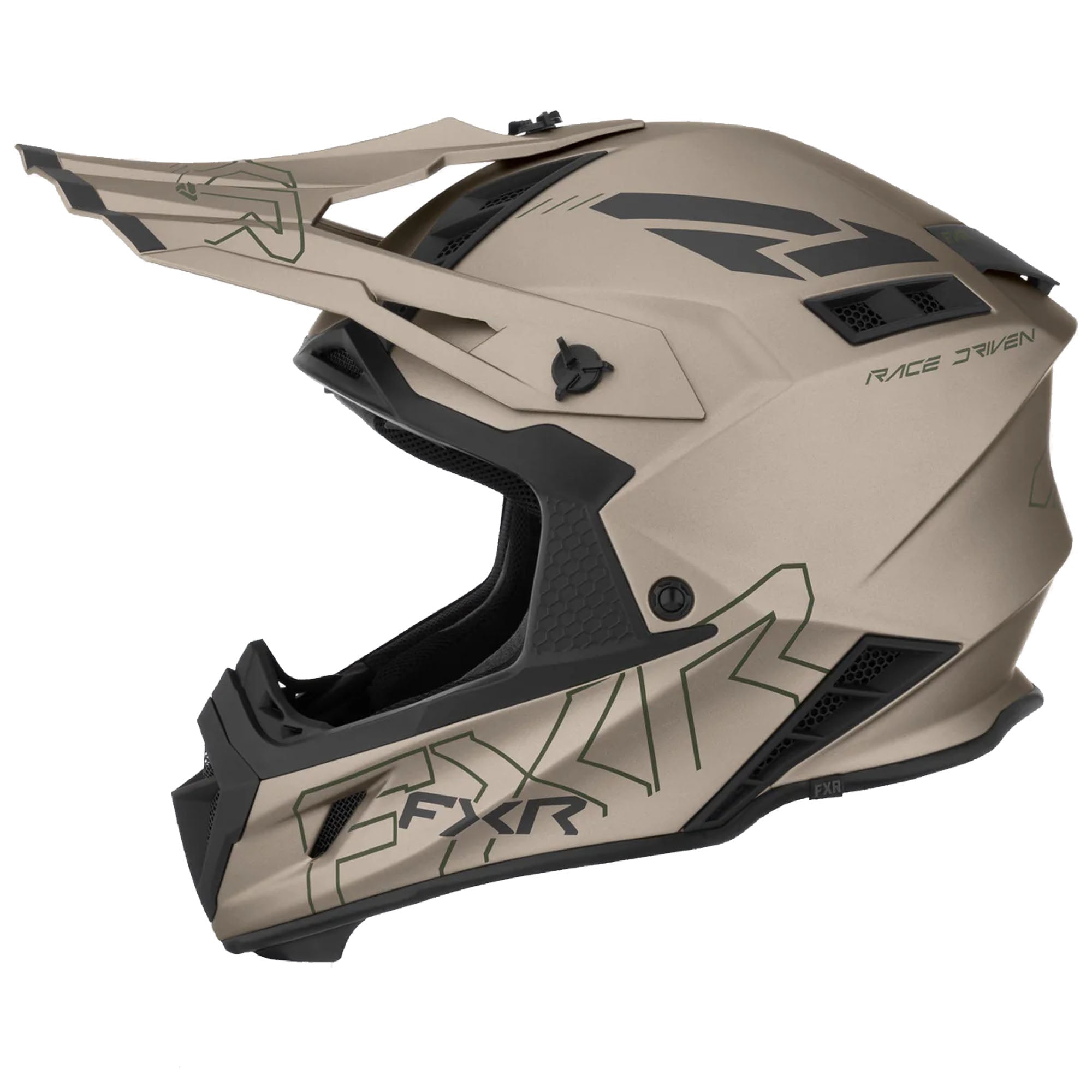 FXR Helium Prime Helmet Lightweight Quick-Release Fiberglass Stone Army FMVSS 218